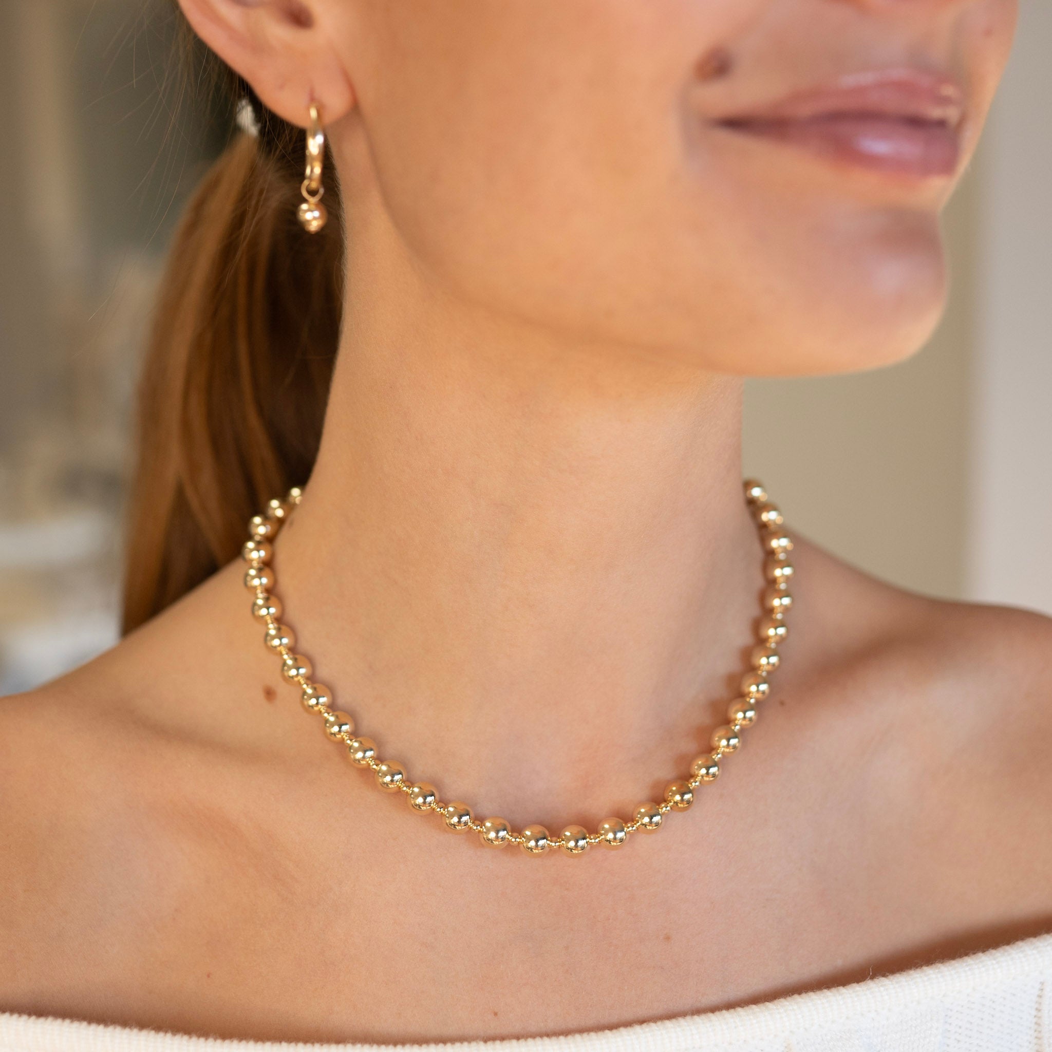 14k Gold Filled Alternating Beaded Lux Necklace - Jewel Ya