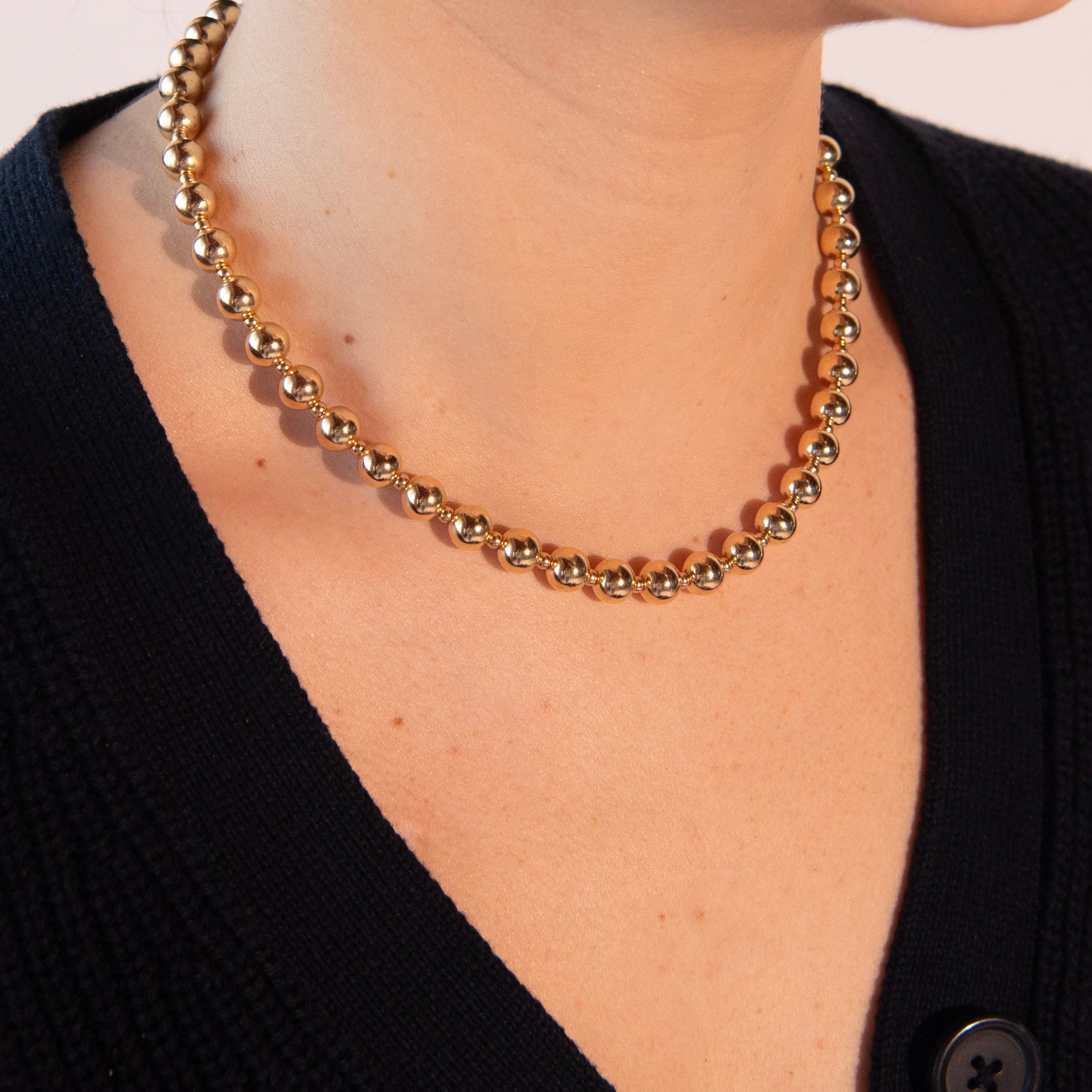 14k Gold Filled Alternating Beaded Lux Necklace - Jewel Ya