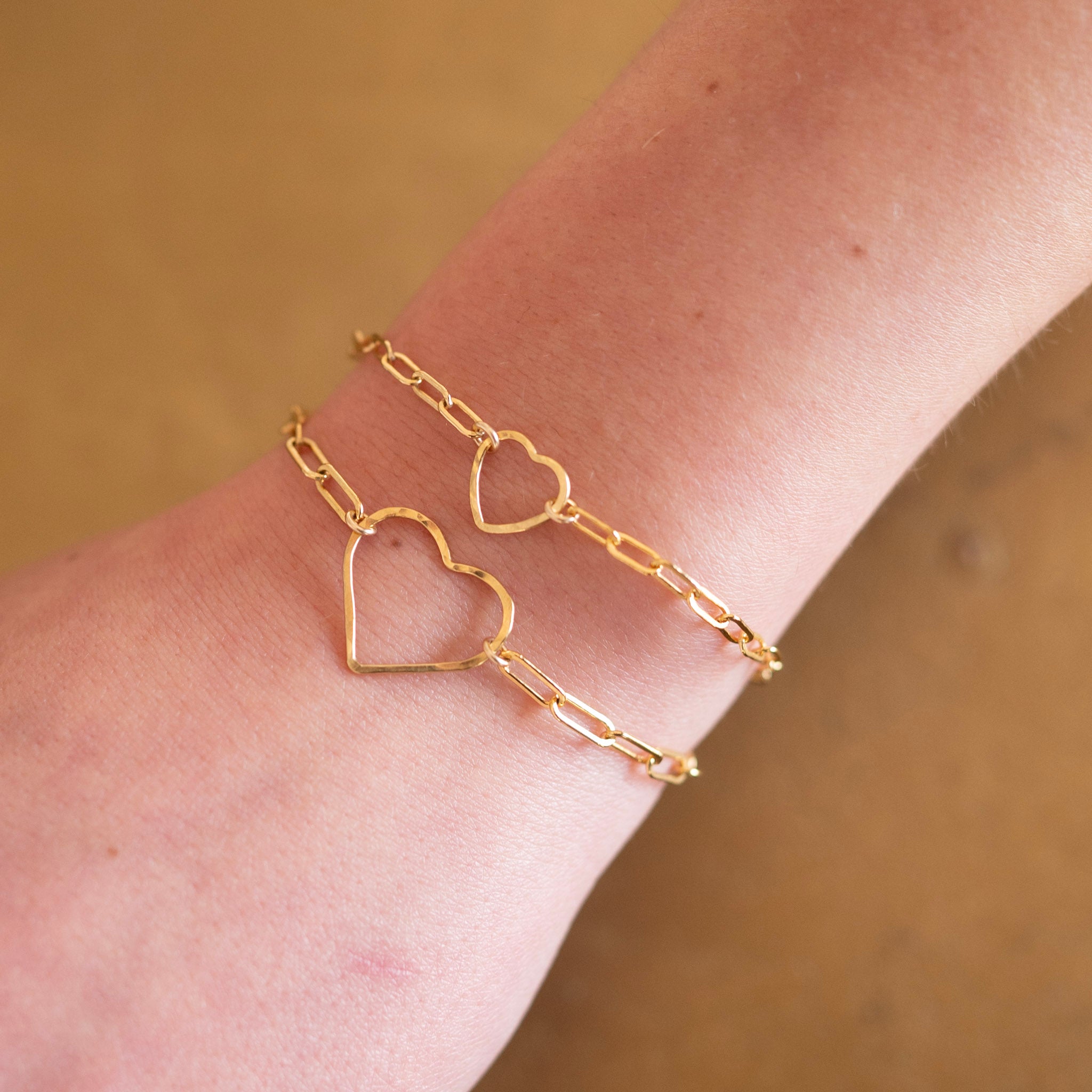 Small Paperclip Heart Link Bracelet