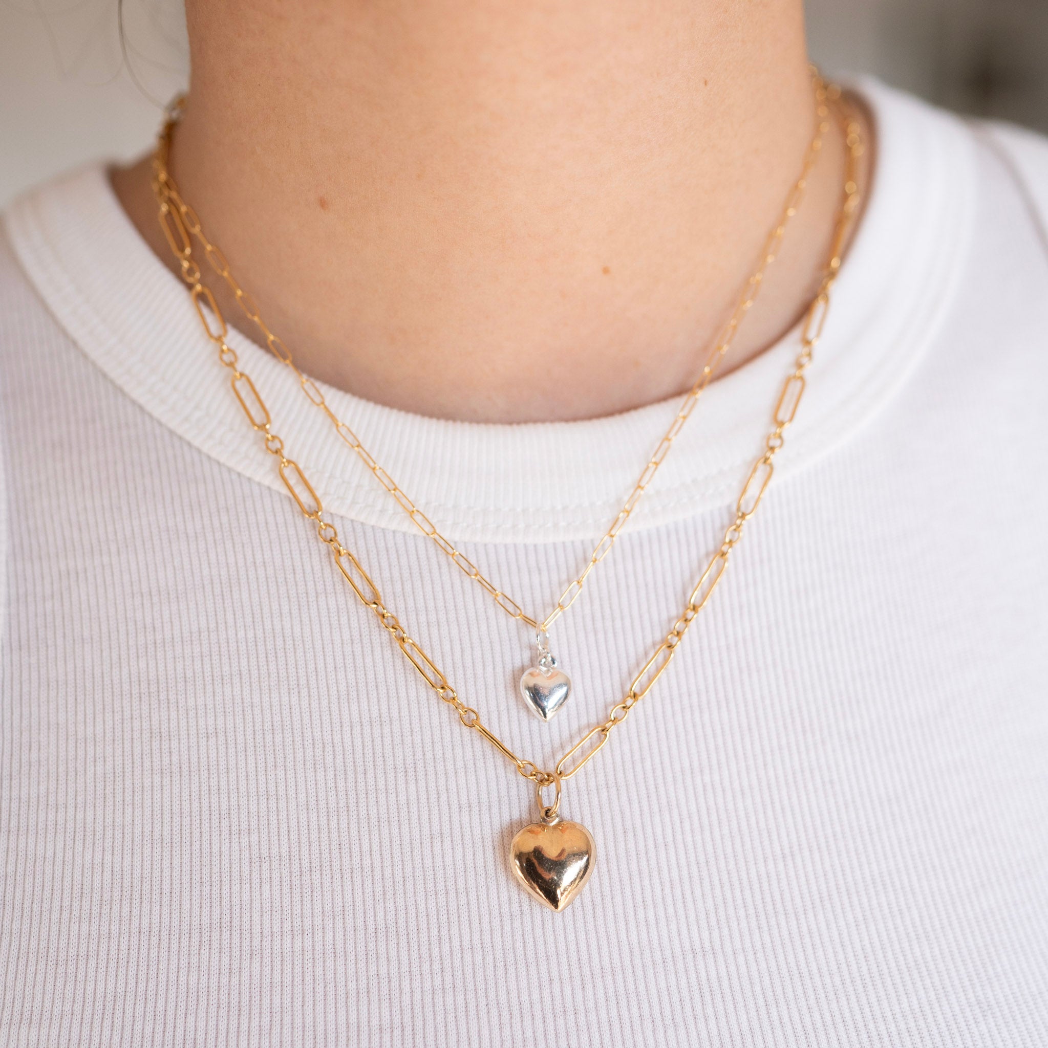 14k Gold Filled Puffy Heart Necklace