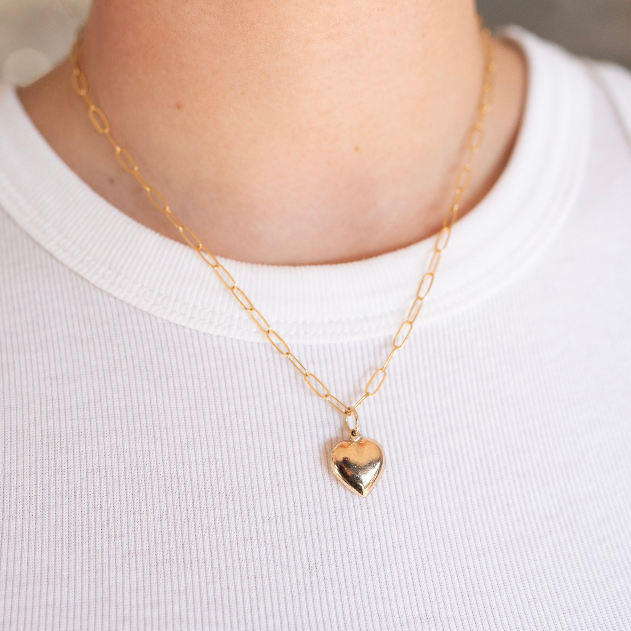 14k Gold Filled Puffy Heart Necklace