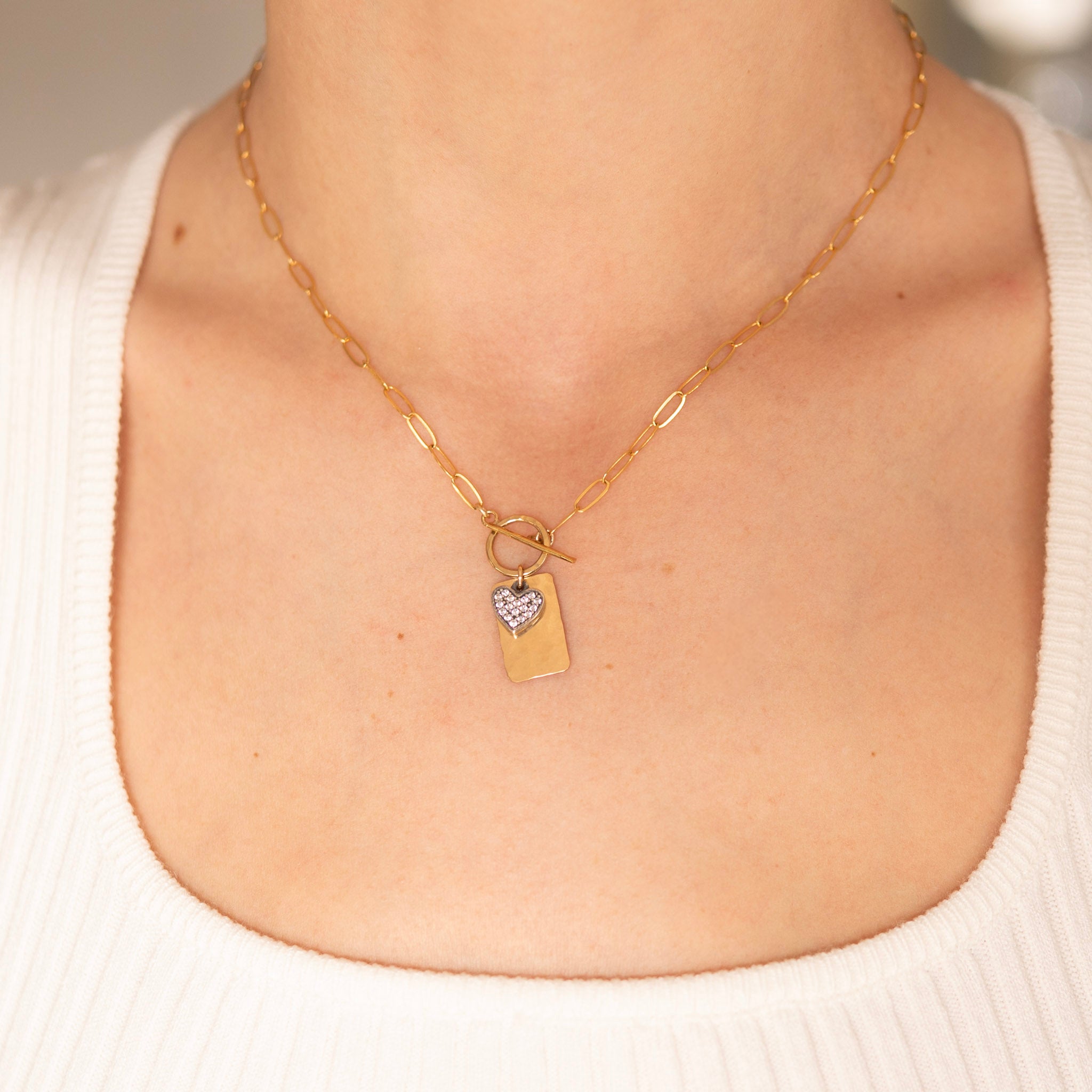 14k Gold Filled Small Toggle Necklace & Charm Set - Jewel Ya