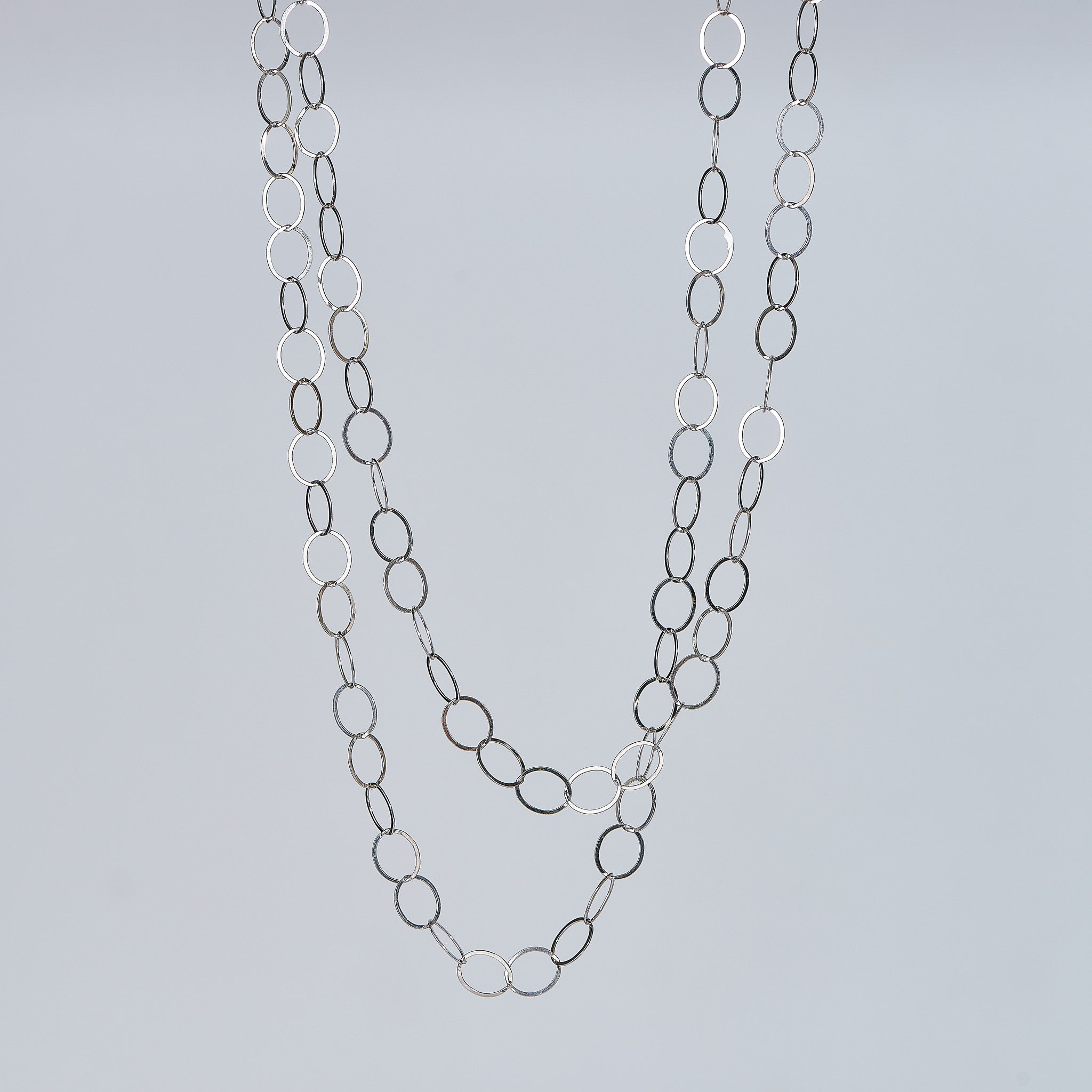 Sterling Silver 10mm Circle Long Layering Chain