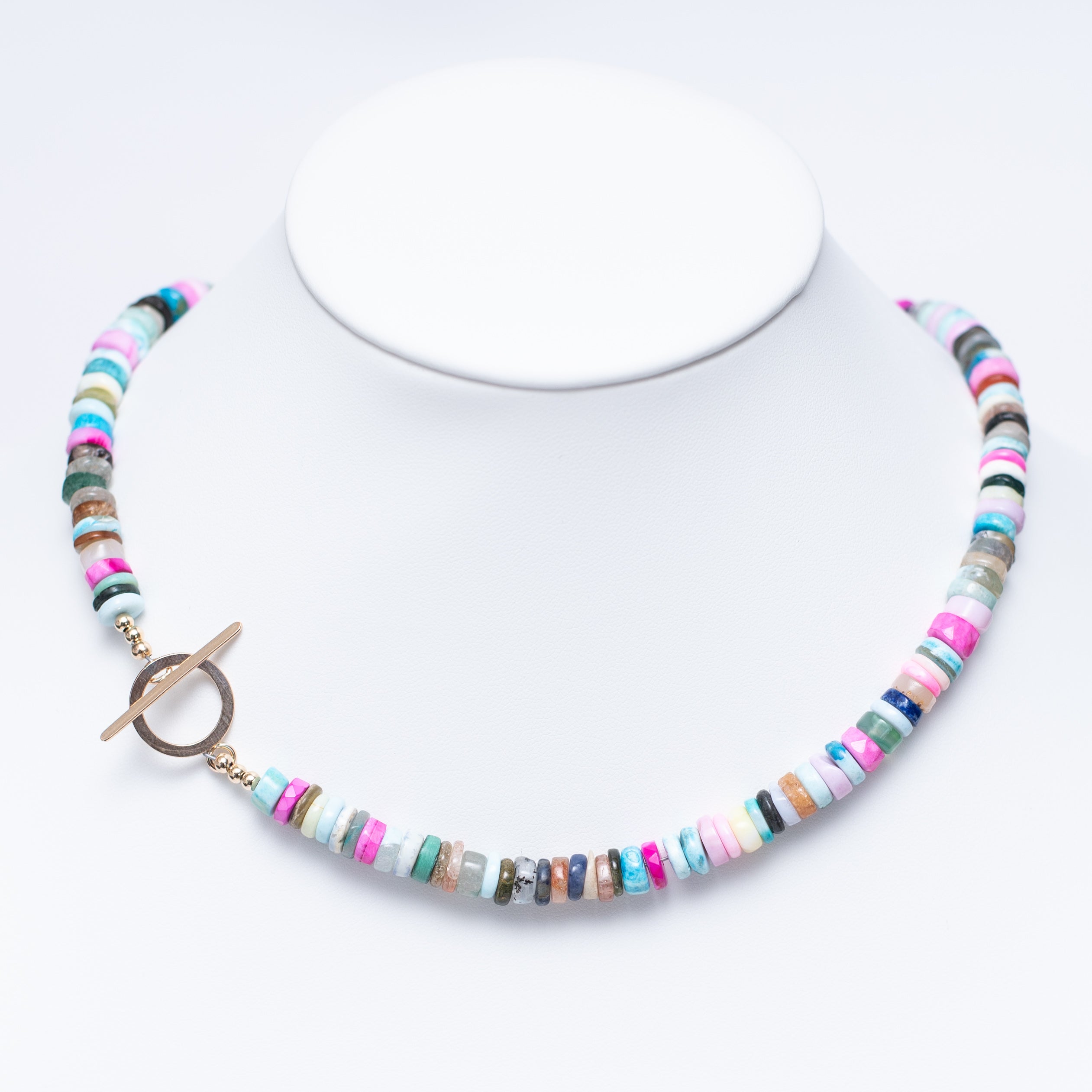 Disco Opal + Gemstone Slice Necklace