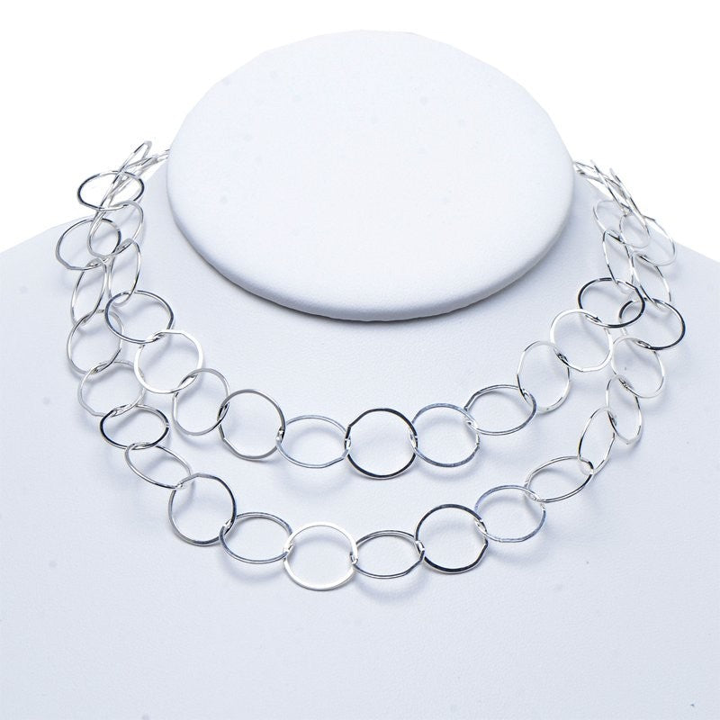 13mm sterling silver circle link layering chain