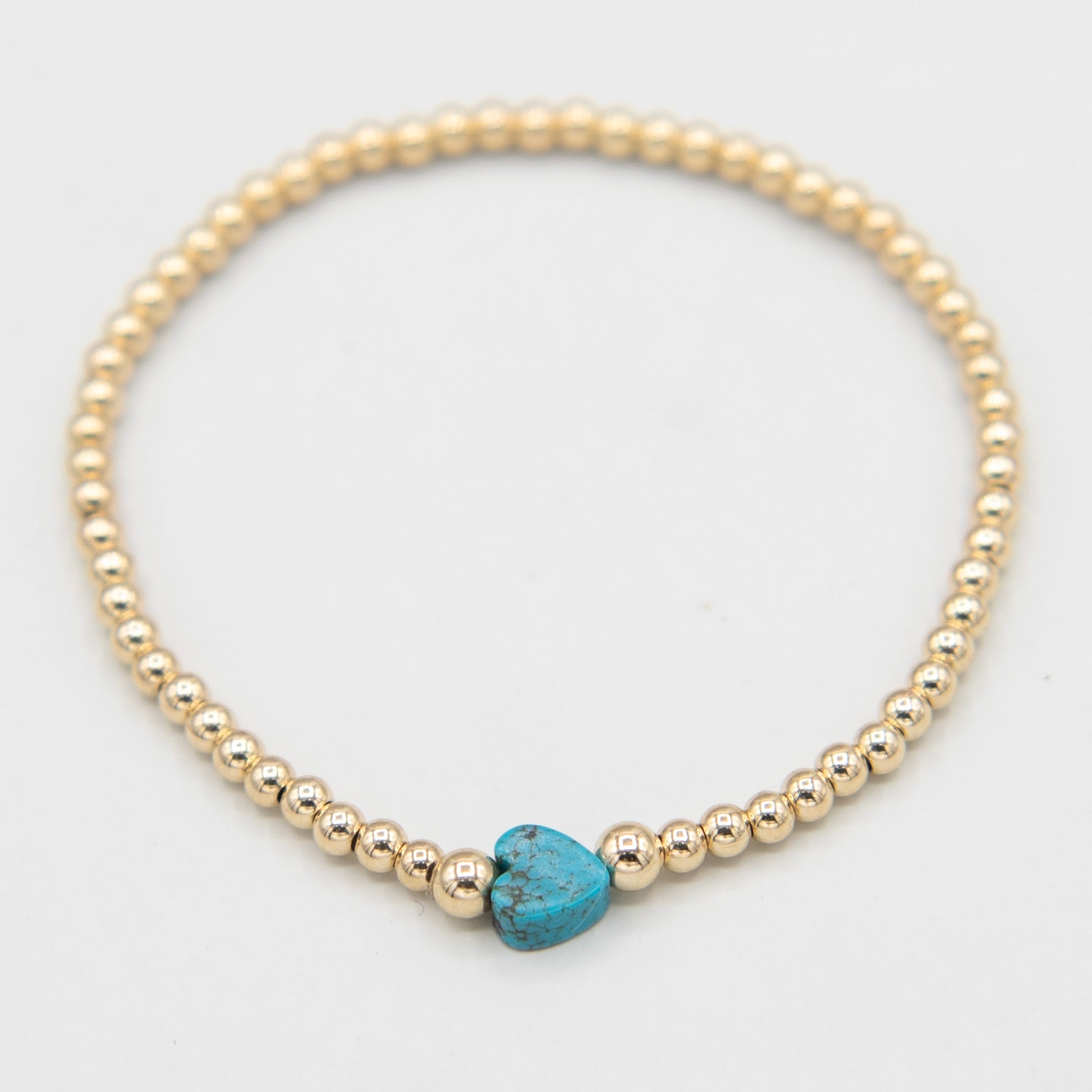 3mm Beaded Lux Turquoise Heart Bracelet - Jewel Ya