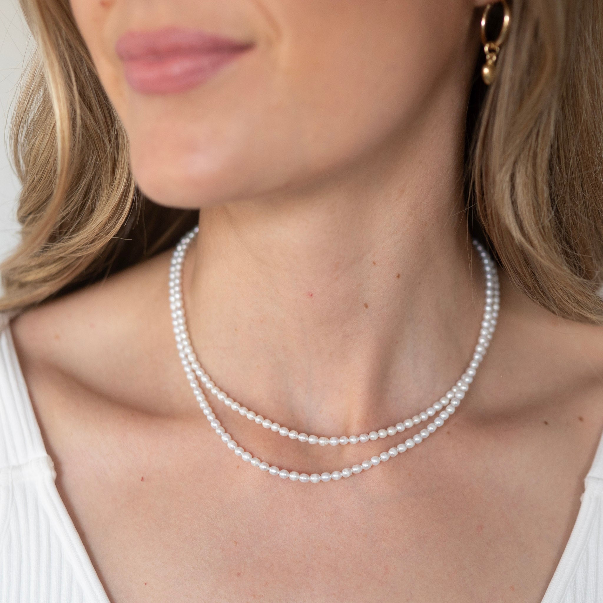 3mm Freshwater Pearl Beaded Necklace