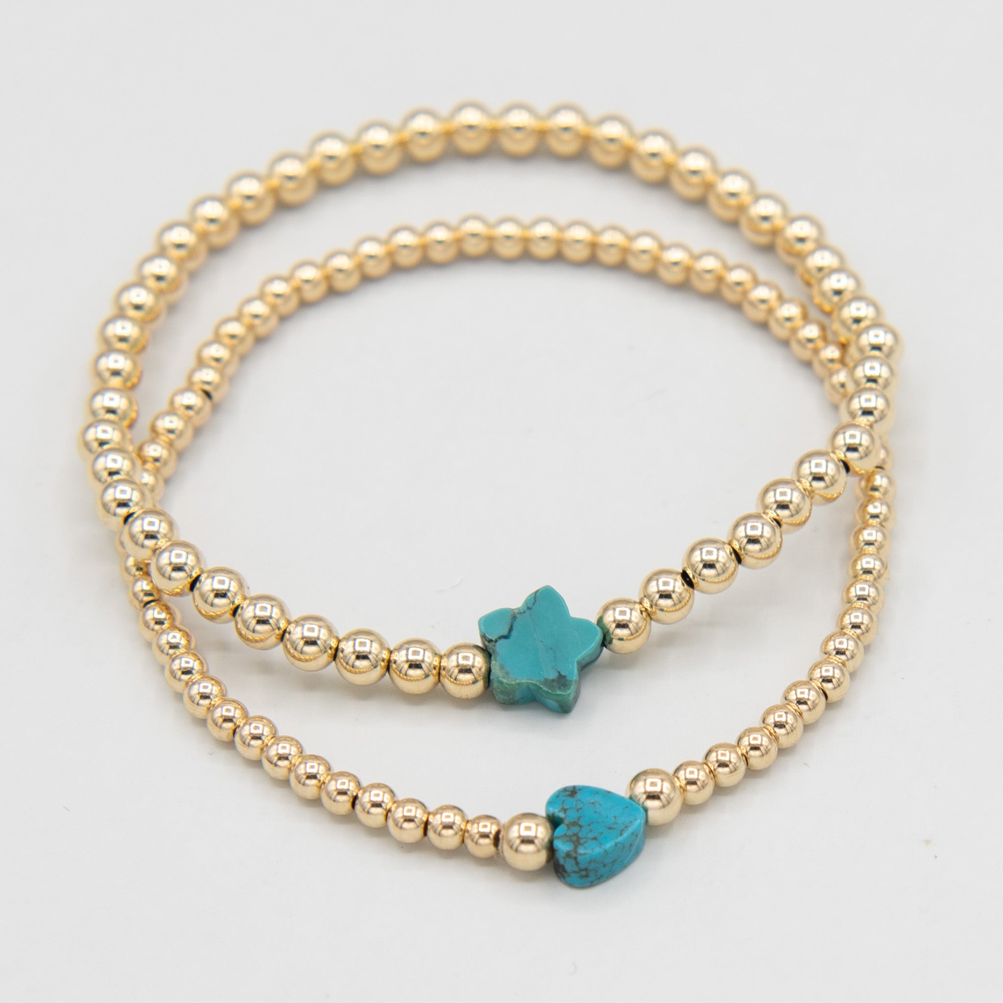 4mm Beaded Lux Turquoise Star Bracelet