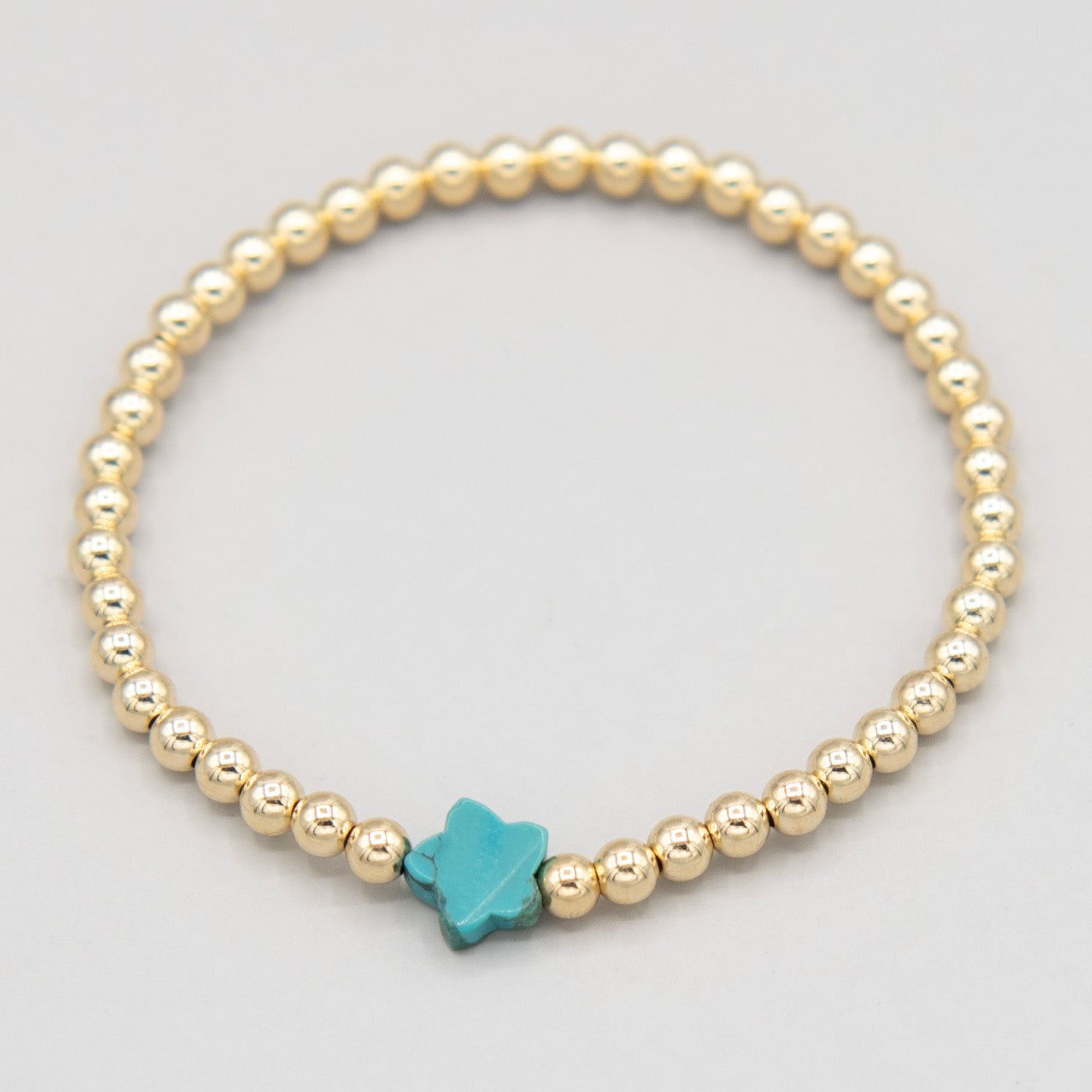 4mm Beaded Lux Turquoise Star Bracelet