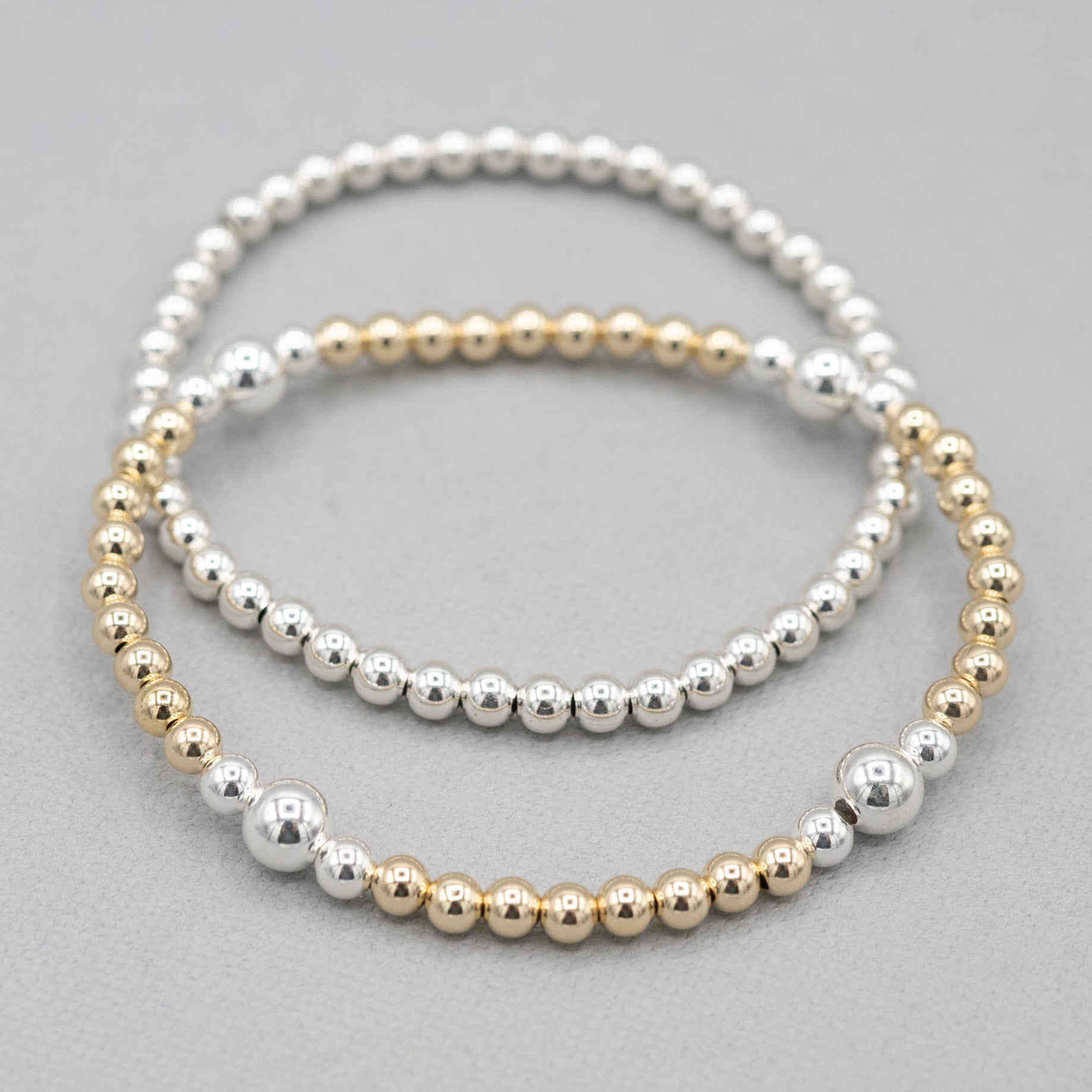 4mm & Mixed Metal Station Bracelet Set