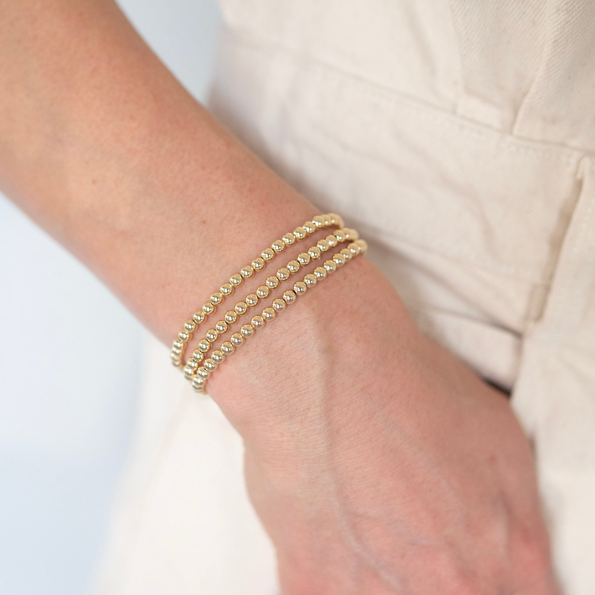 4mm 14k Gold Filled Beaded Lux Trio Set