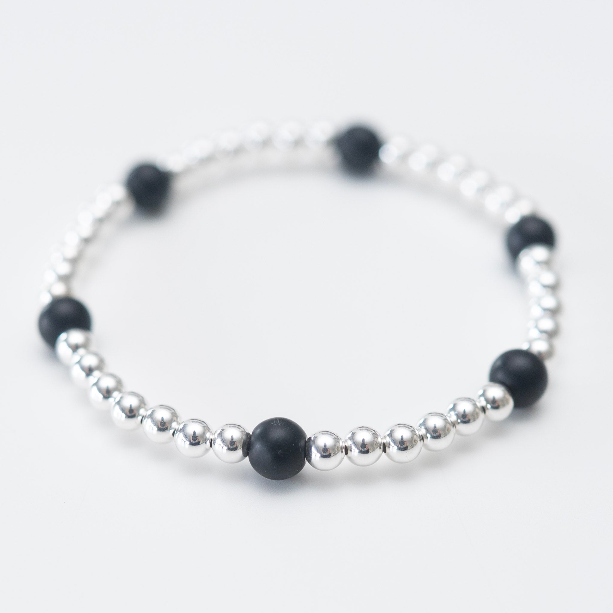 4mm Beaded Lux & Black Onyx Station Bracelet