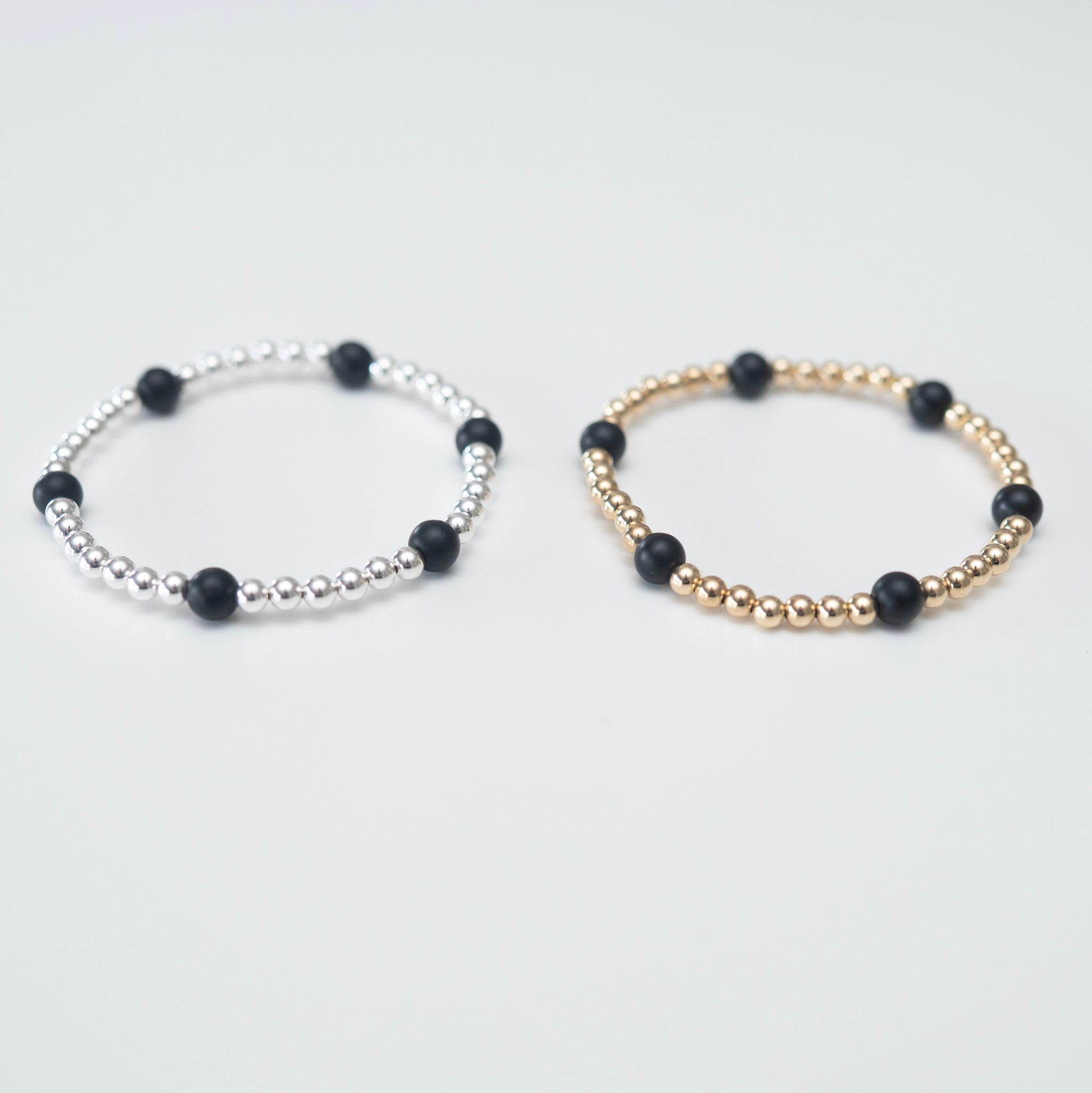 4mm Beaded Lux & Black Onyx Station Bracelet