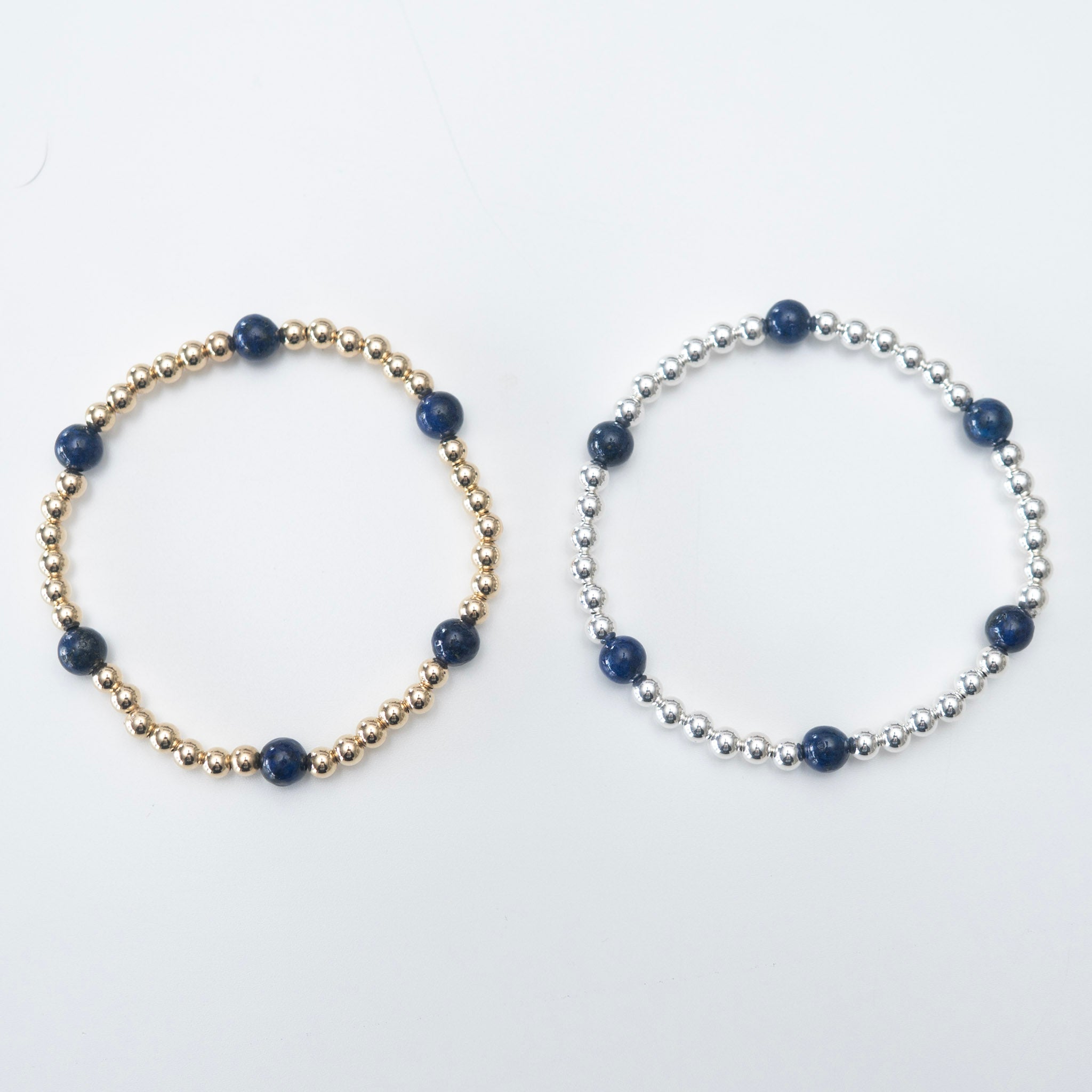 4mm Beaded Lux & Lapis Station Bracelet