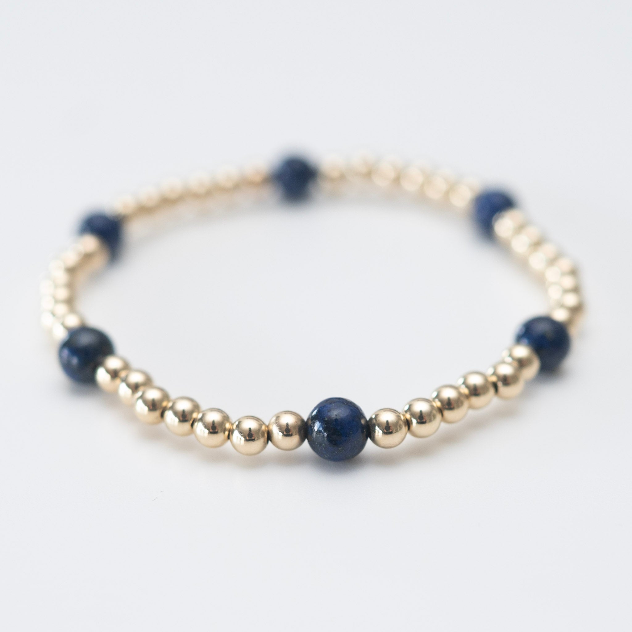 4mm Beaded Lux Lapis Station Bracelet