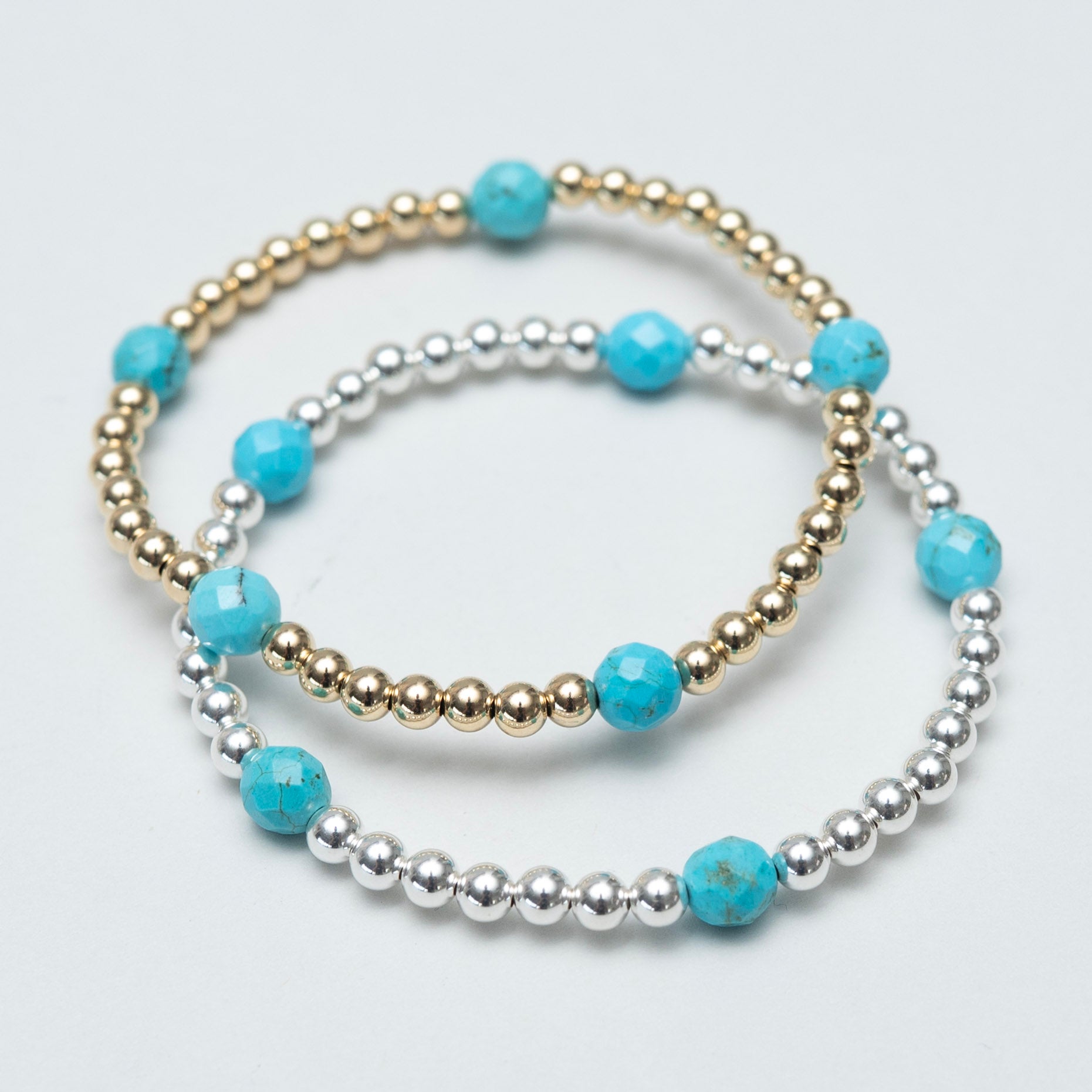 4mm Beaded Lux & Turquoise Station Bracelet
