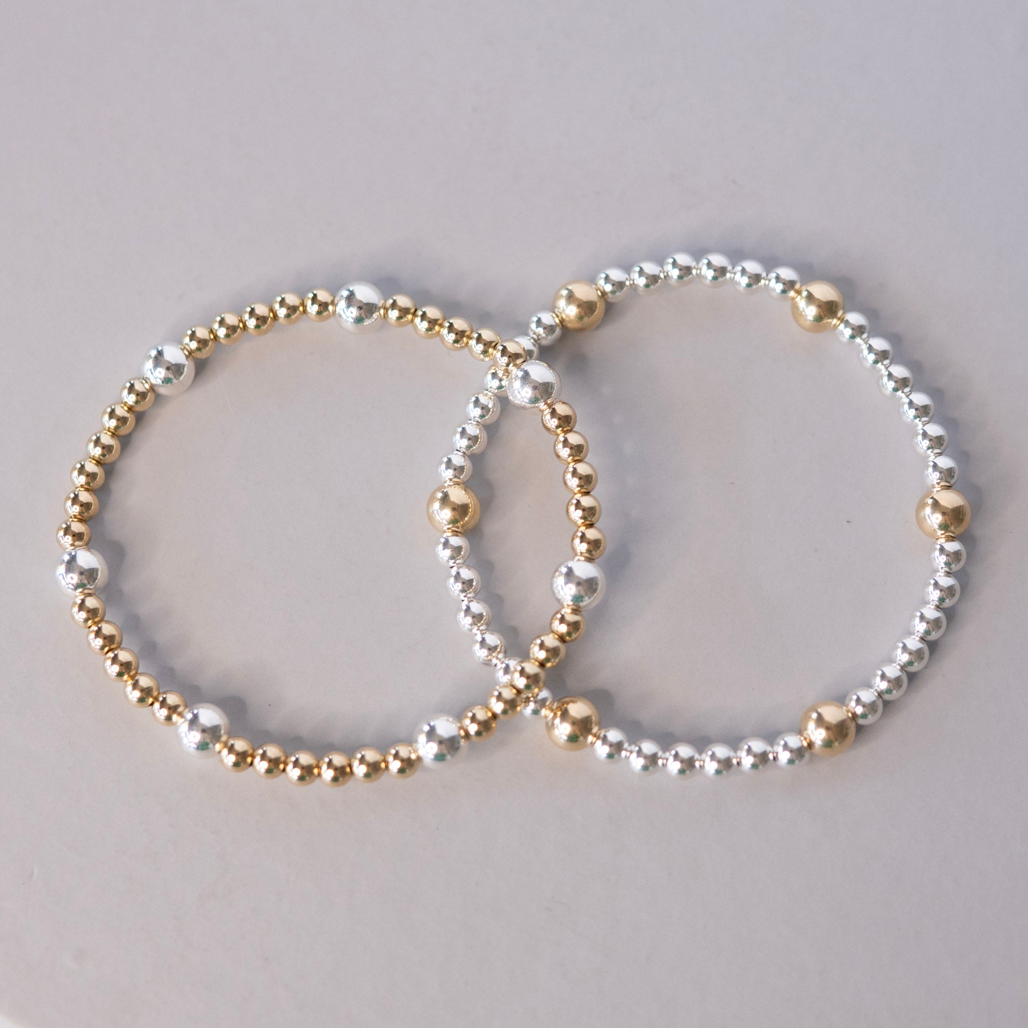 4mm Mixed Metal Beaded Lux Station Bracelet