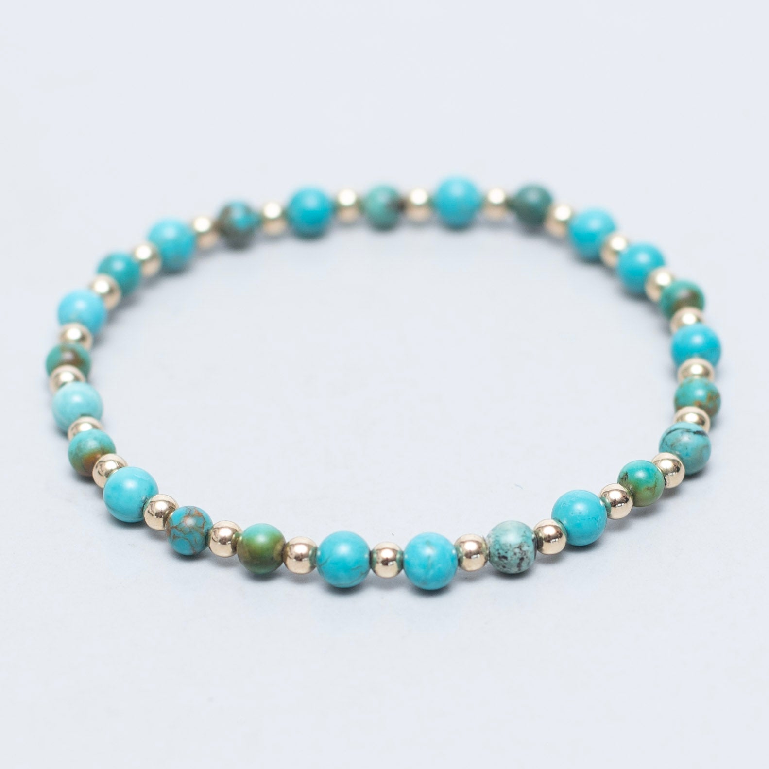 4mm Turquoise & 14k Gold Filled Bracelet