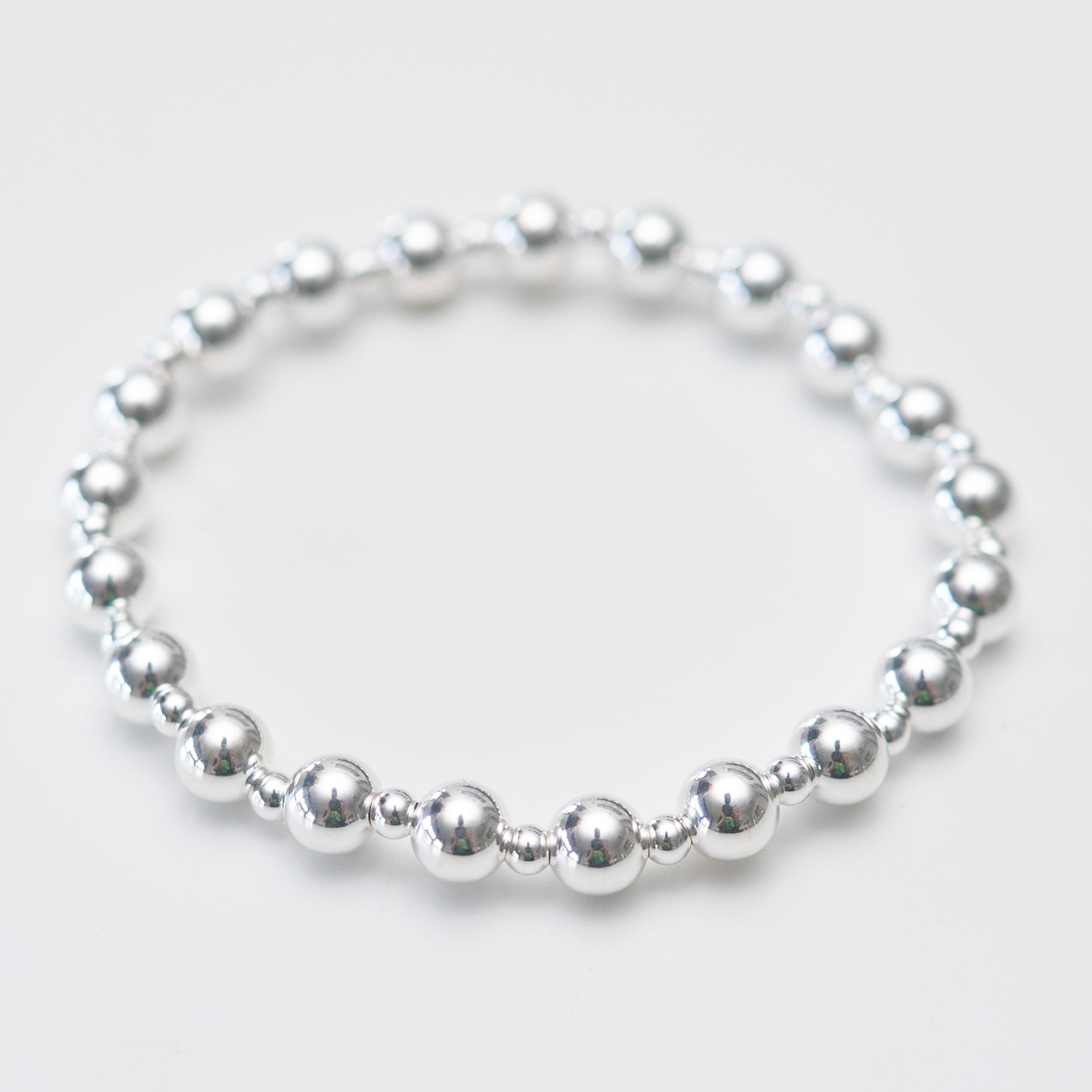 6mm Alternating Sterling Silver Beaded Bracelet - Jewel Ya