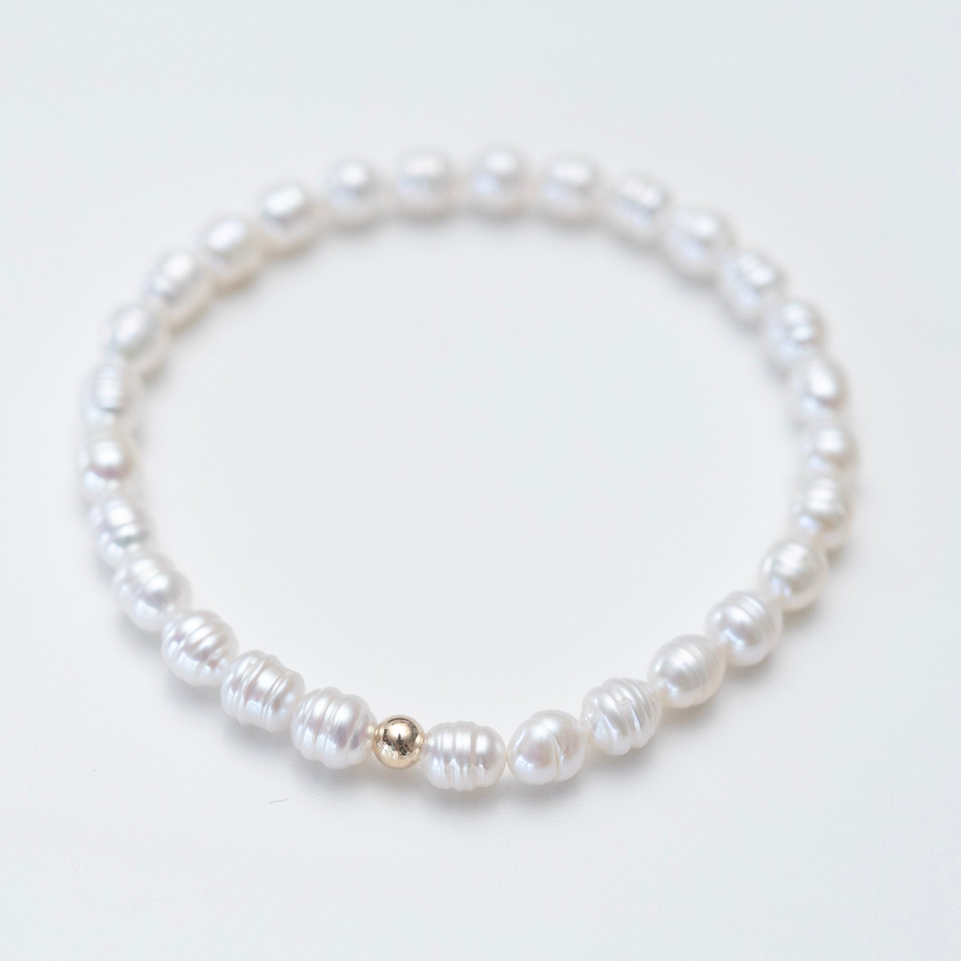 6mm Freshwater Pearl Oval Beaded Bracelet