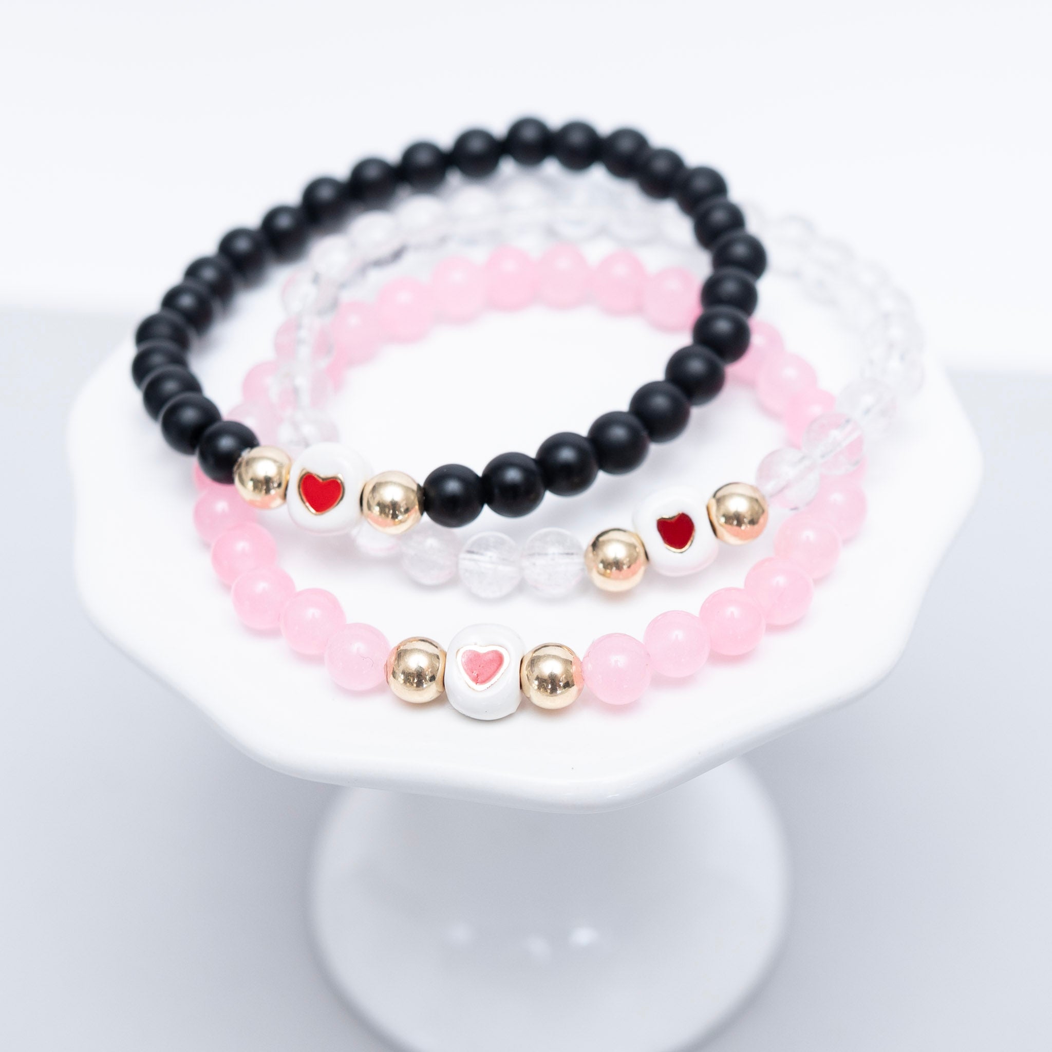 6mm Gemstone Enamel Heart Bracelet