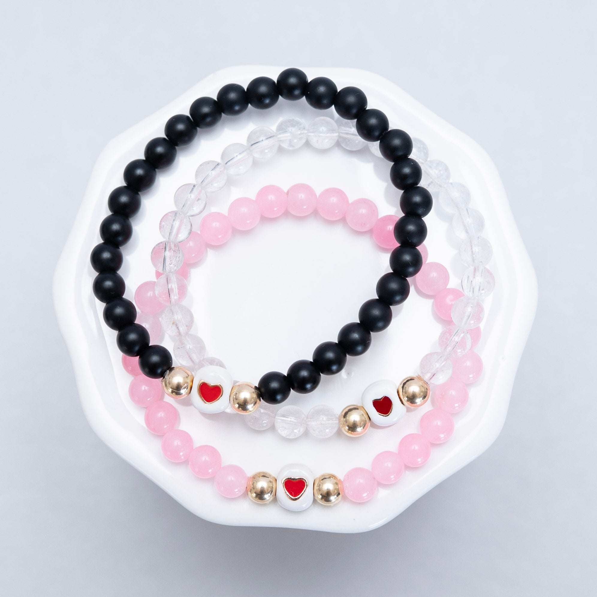 6mm Gemstone Enamel Heart Bracelet