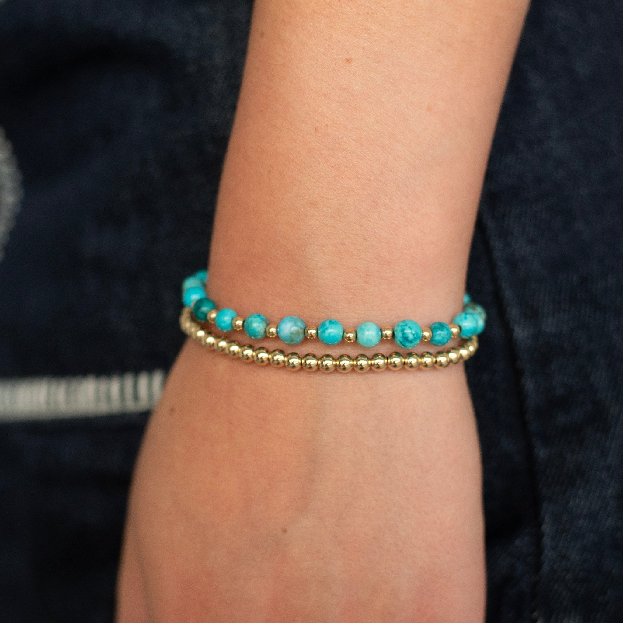 6mm Turquoise & Beaded Lux Bracelet