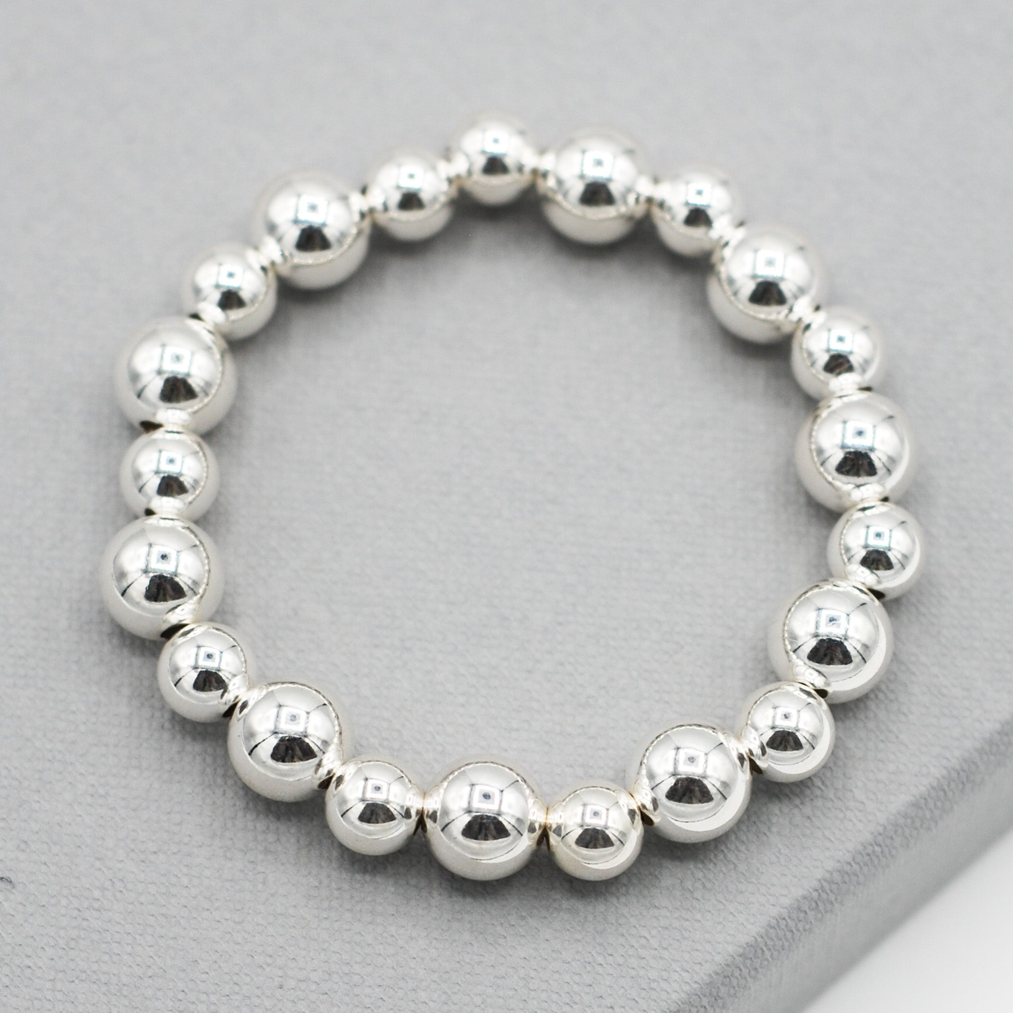 Dainty Silver Bracelet | Tiny Crystal Beads | Black/Grey/Blue – Strands and  Bands by Fran