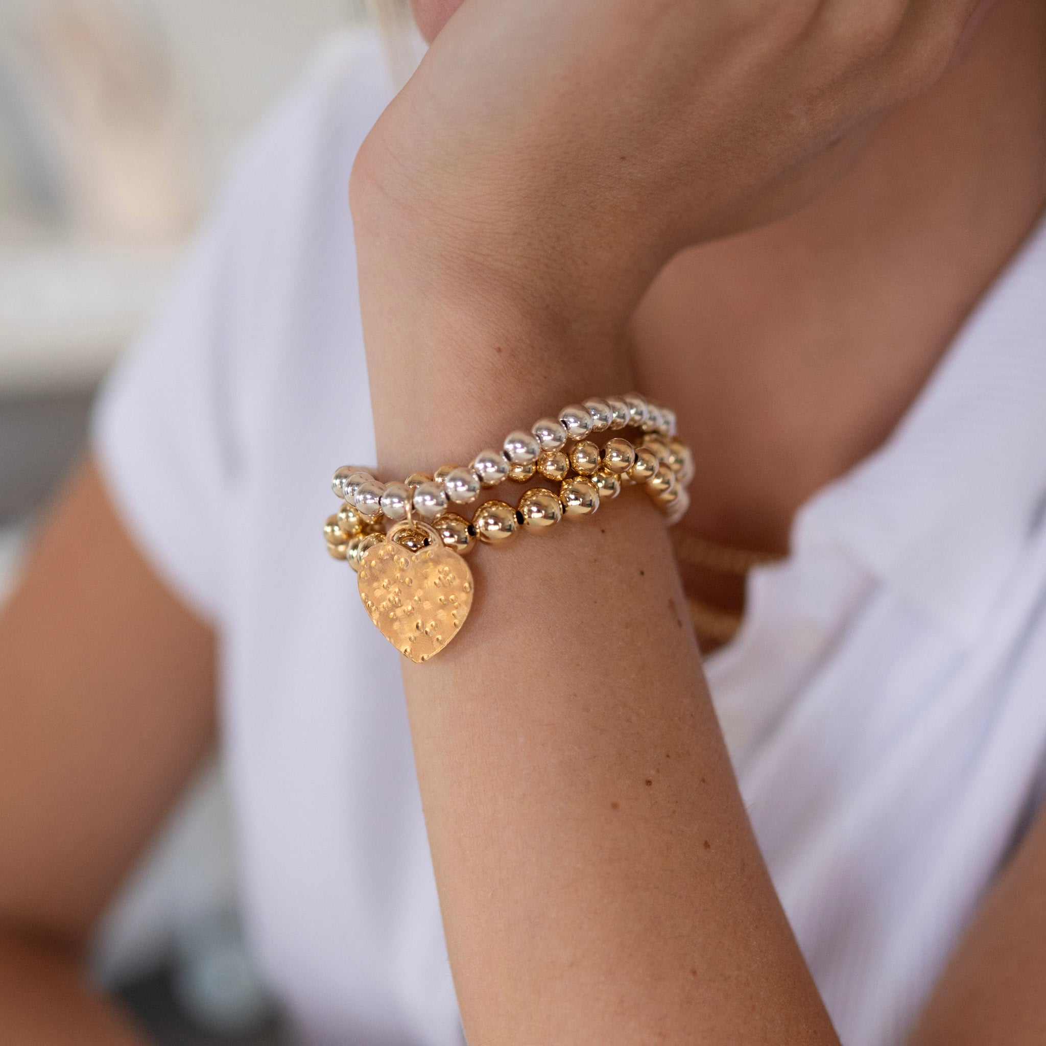 8mm 14k Gold Filled Beaded Bracelet