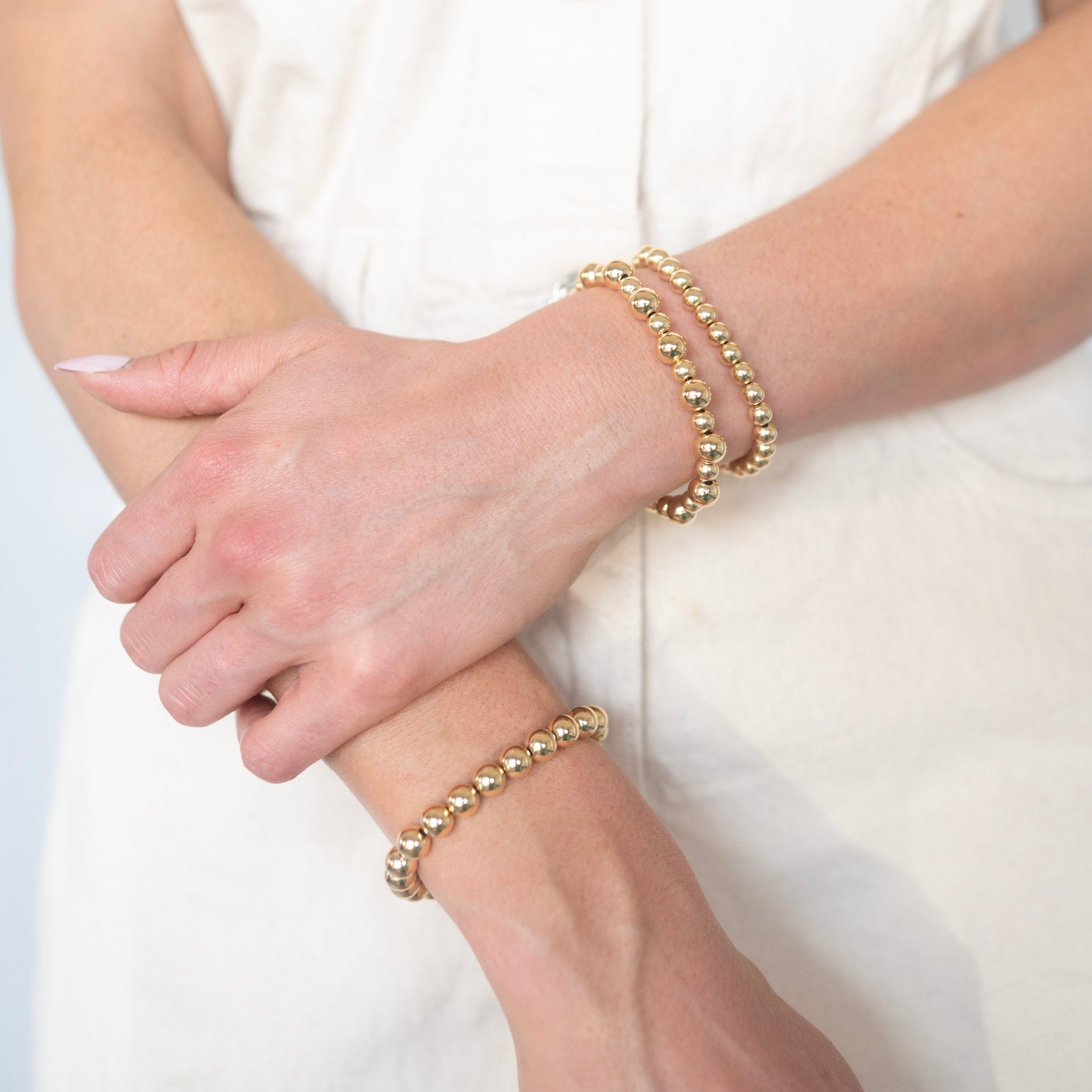 8mm 14k Gold Filled Beaded Bracelet