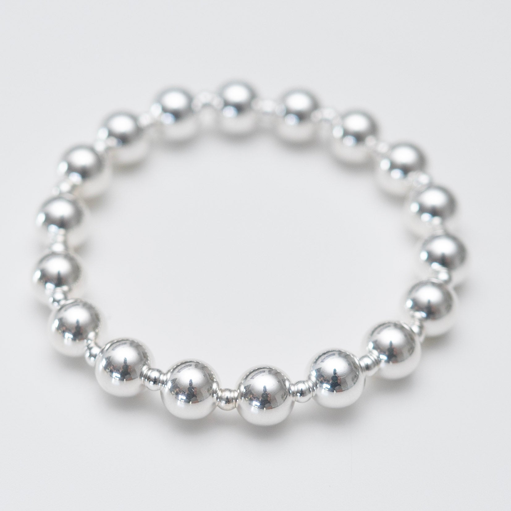 8mm Alternating Sterling Silver Beaded Bracelet - Jewel Ya