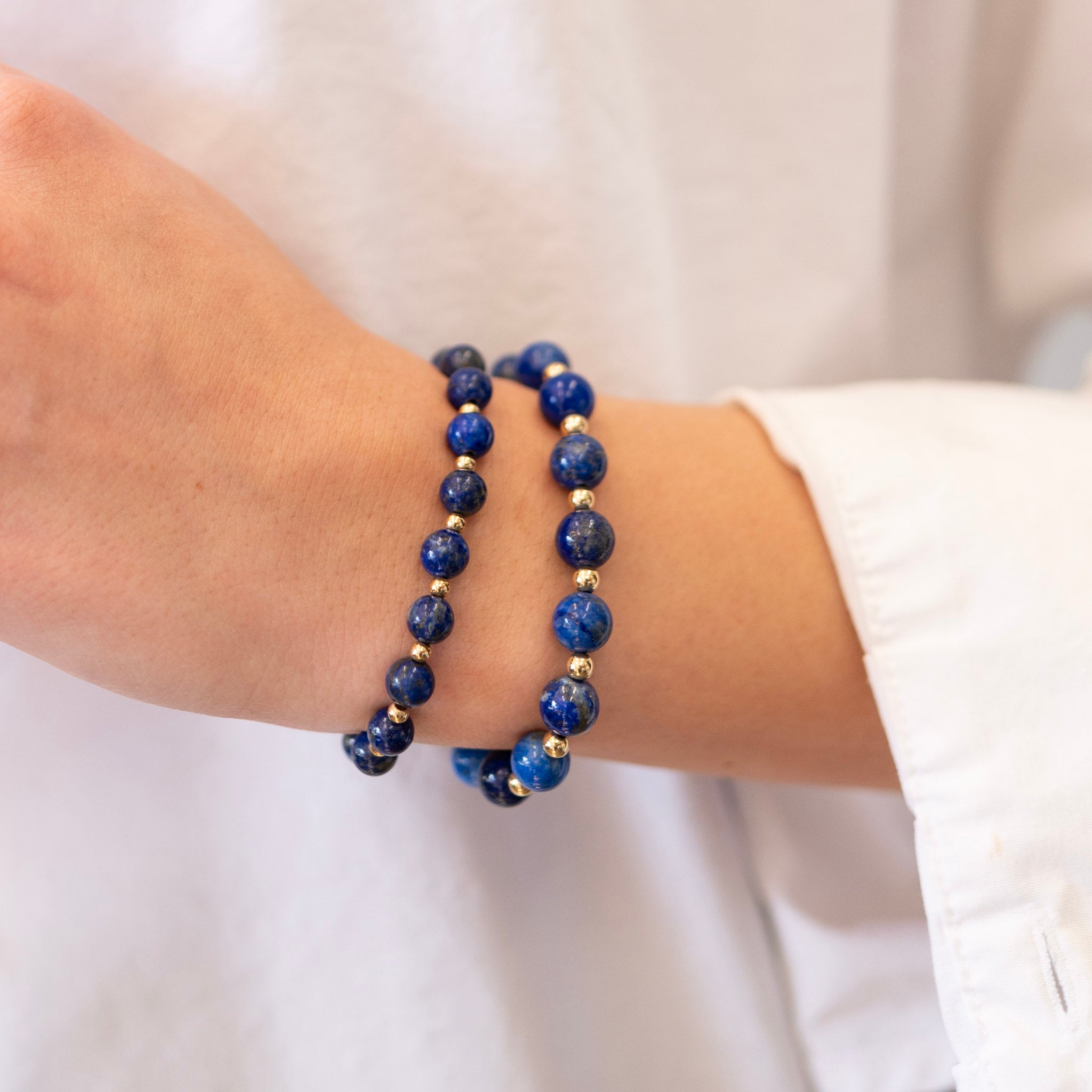 8mm Lapis & Beaded Lux Bracelet
