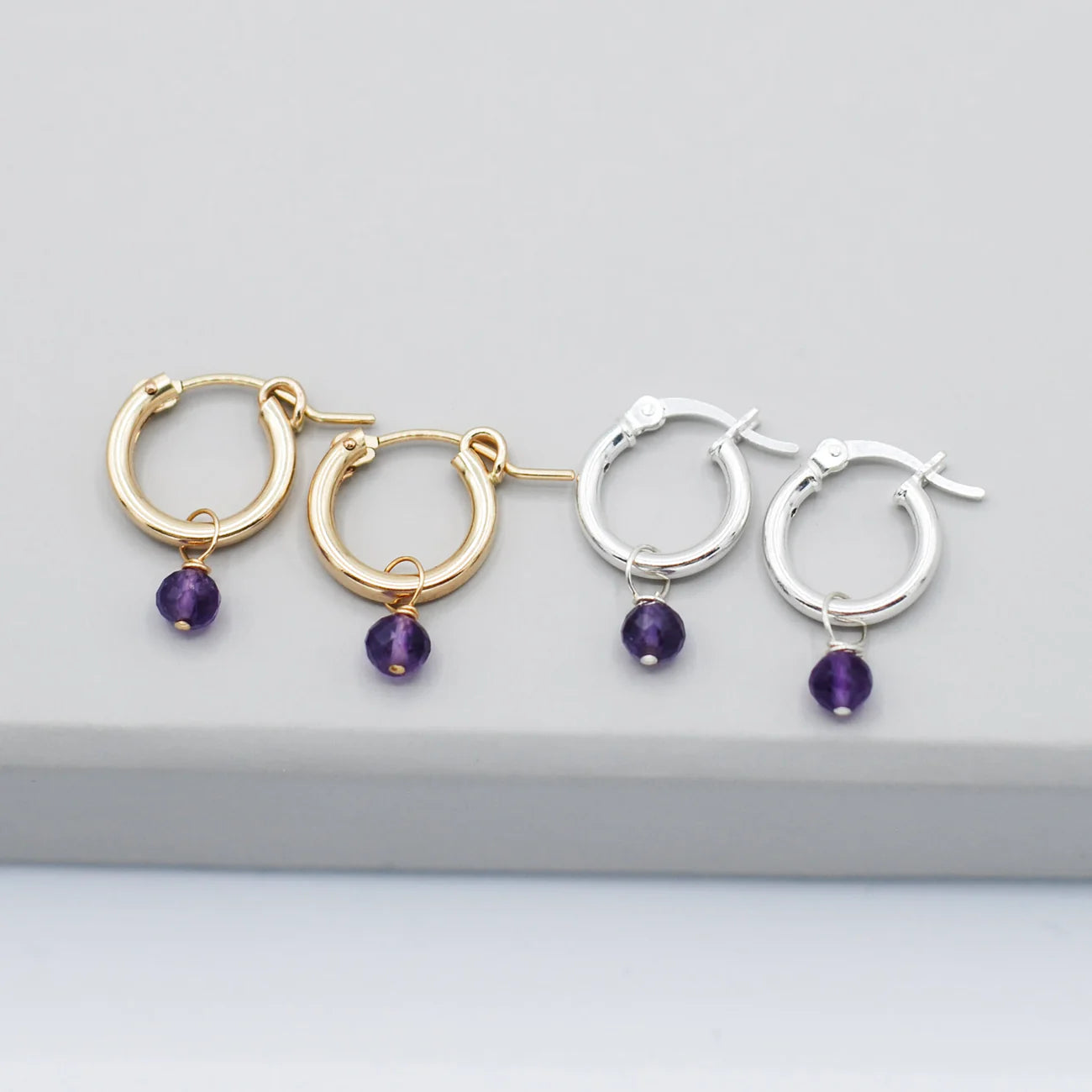 Tube Hoops & Birthstone Drops