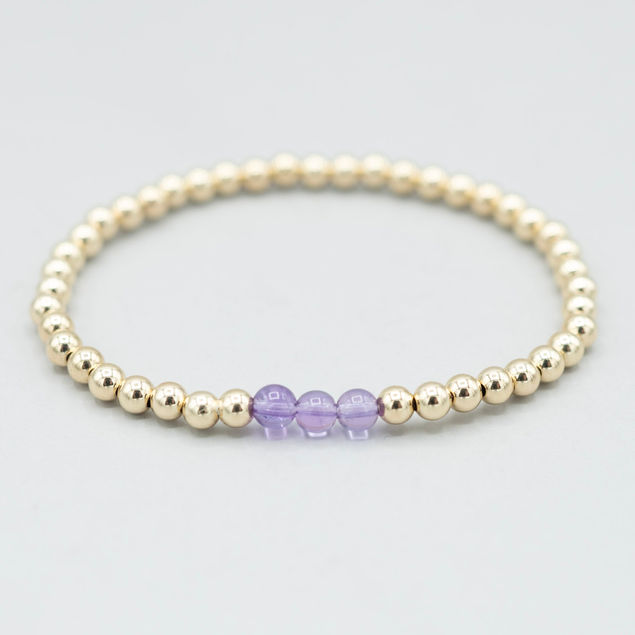 February Amethyst Beaded Lux Bracelet