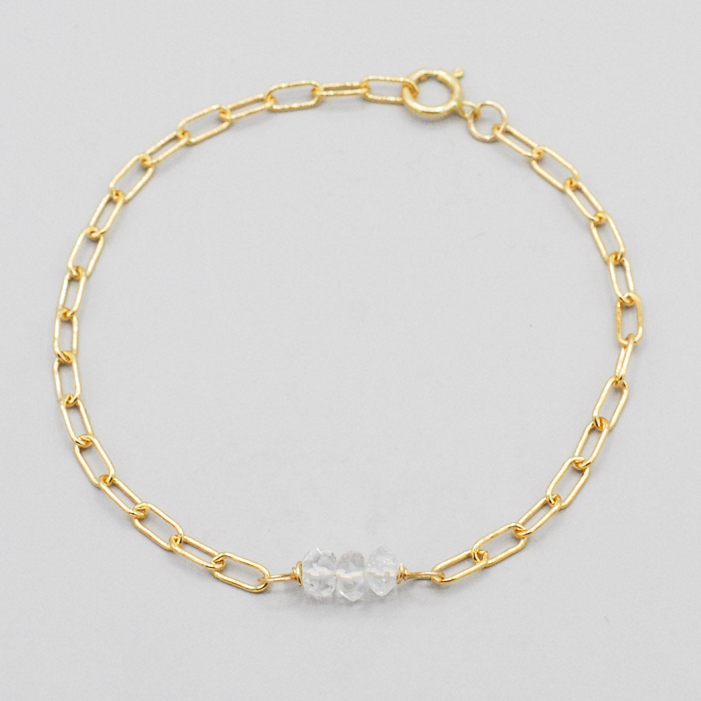 April Crystal Quartz Paper Clip Chain Bracelet