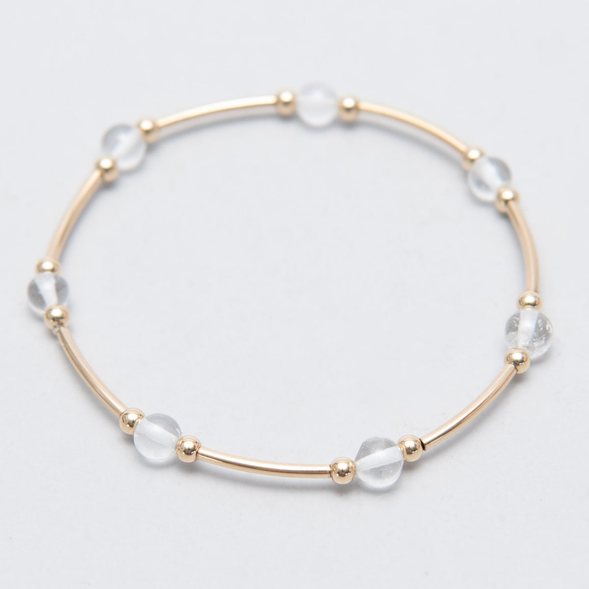 April Crystal Quartz Beaded Lux Tube Bracelet - Jewel Ya