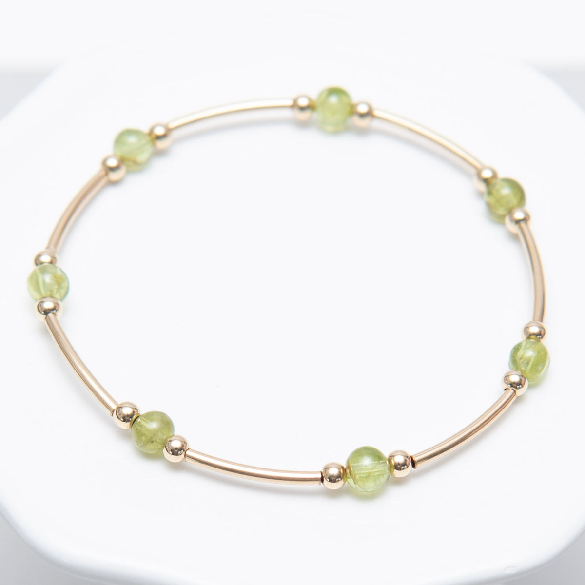August Peridot Beaded Lux Tube Bracelet - Jewel Ya