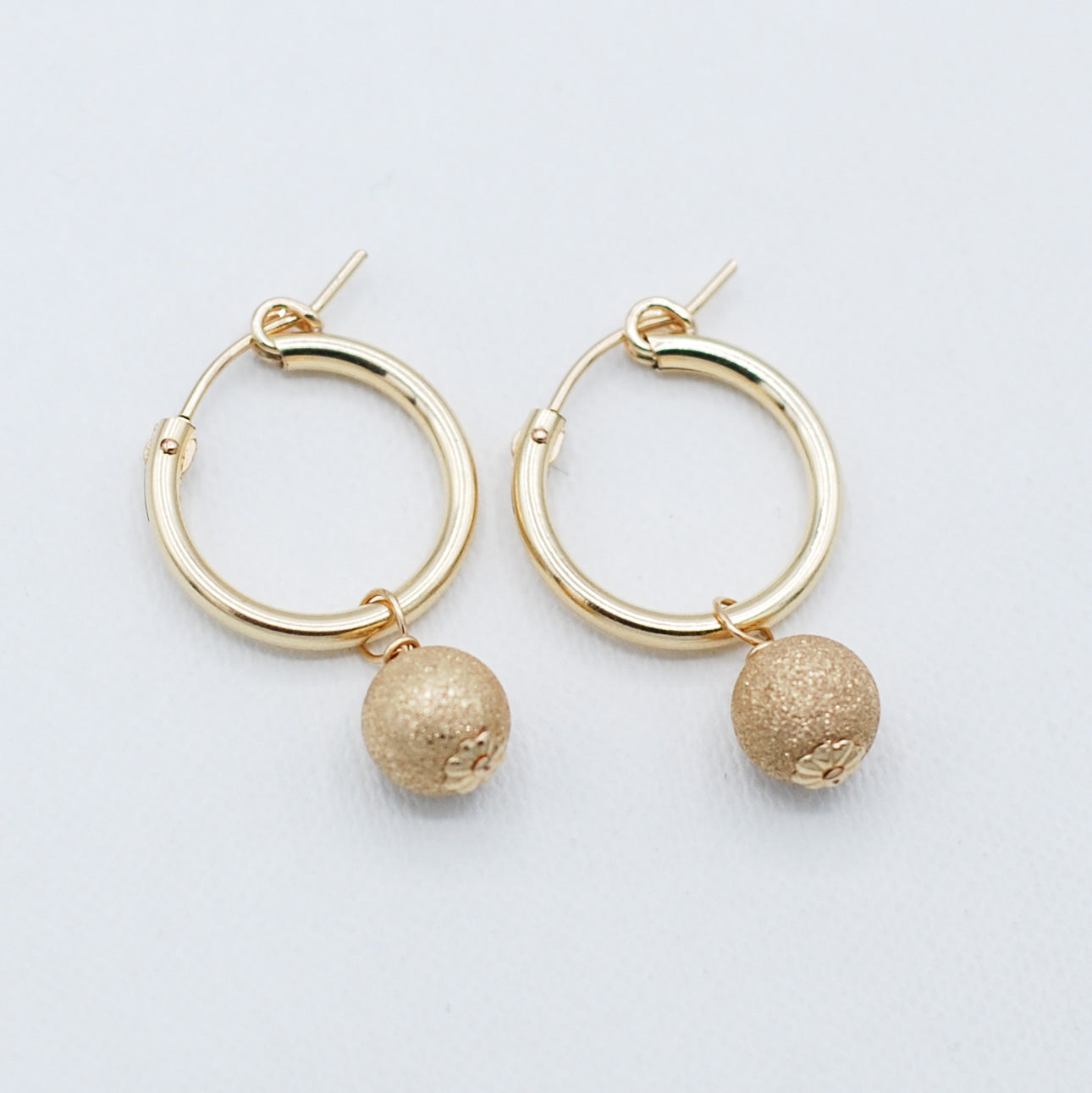 14k Gold Filled Tube Hoops & Sterling Silver Sparkle Ball Drops