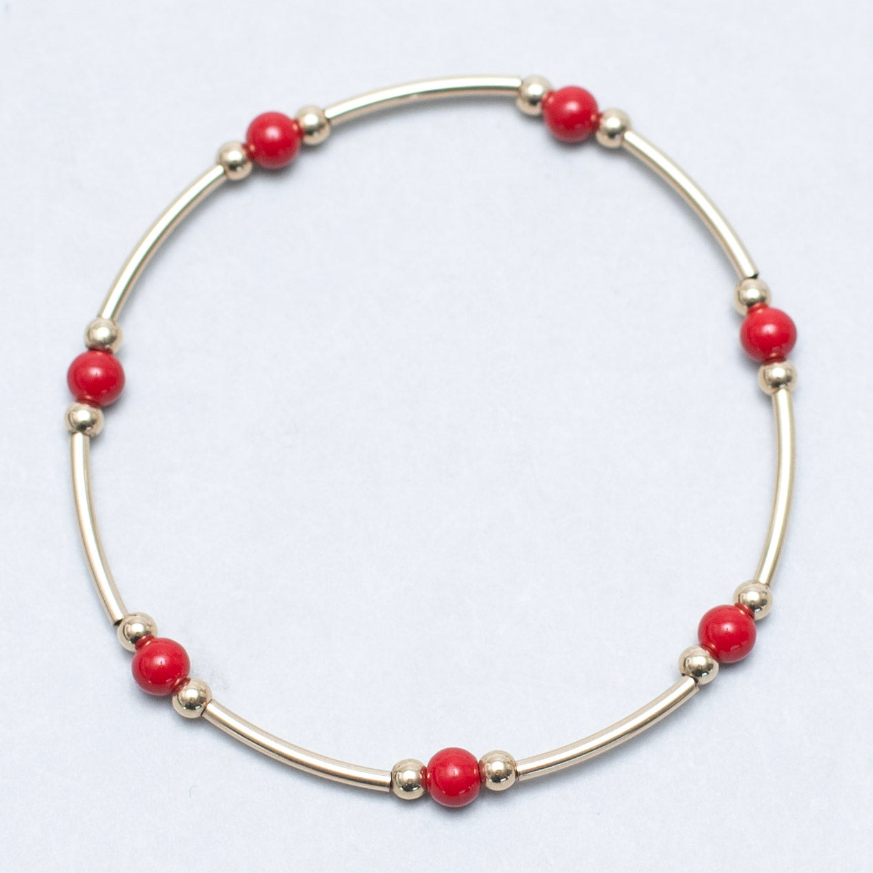Bamboo Coral & 14k Gold Filled Tube Bracelet