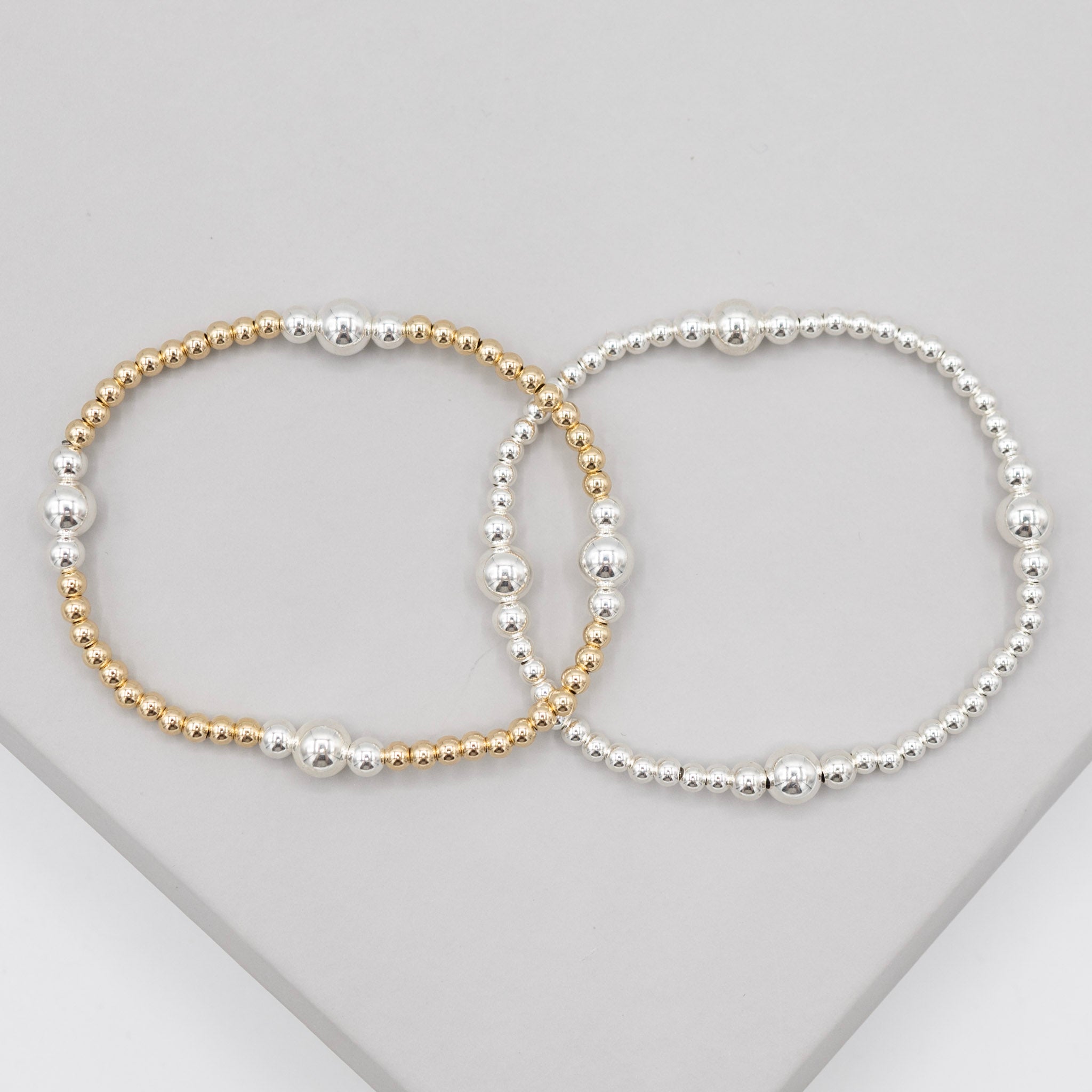 3mm & 4mm Beaded Lux Station Bracelet - Jewel Ya