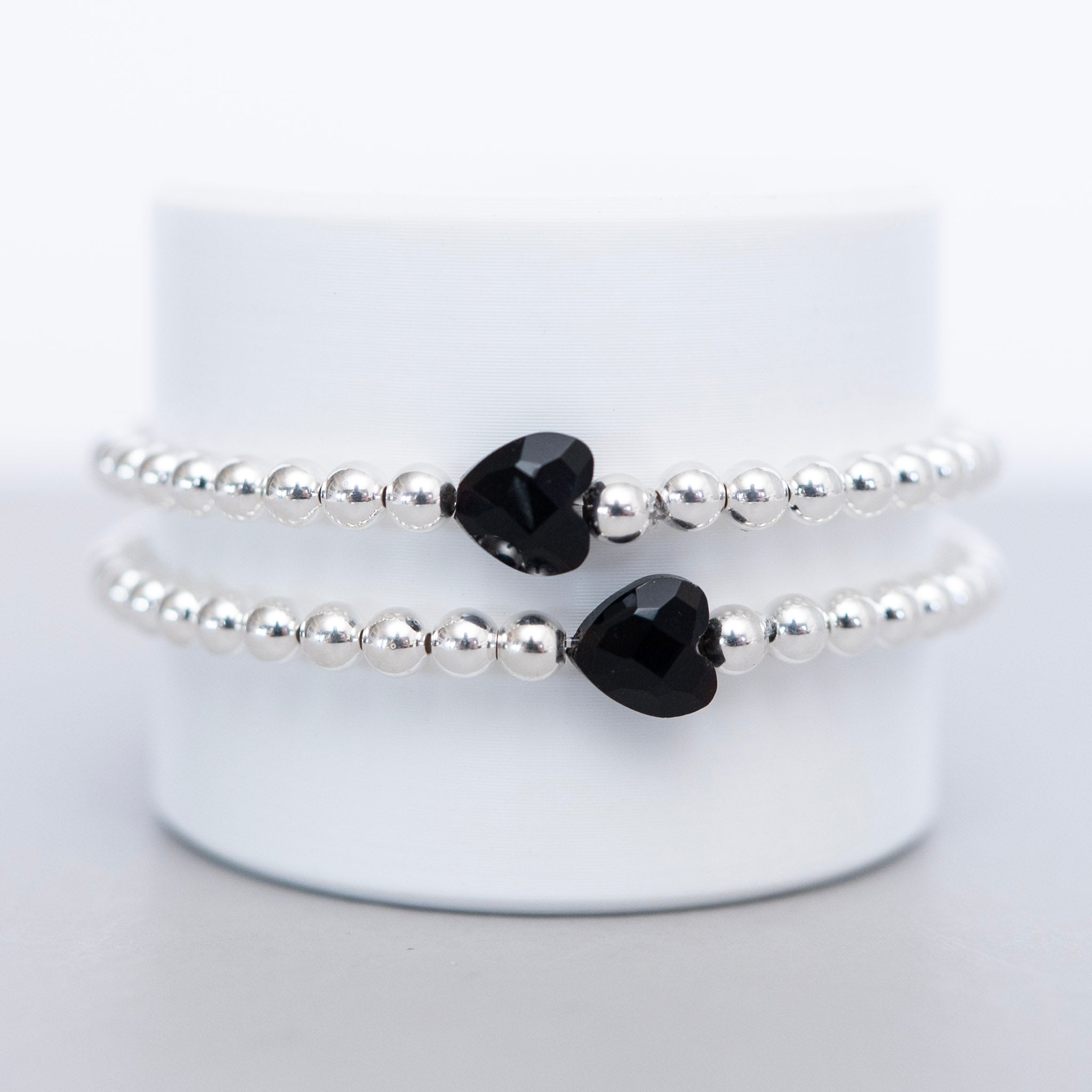 Beaded Lux & Black Onyx Heart Bracelet