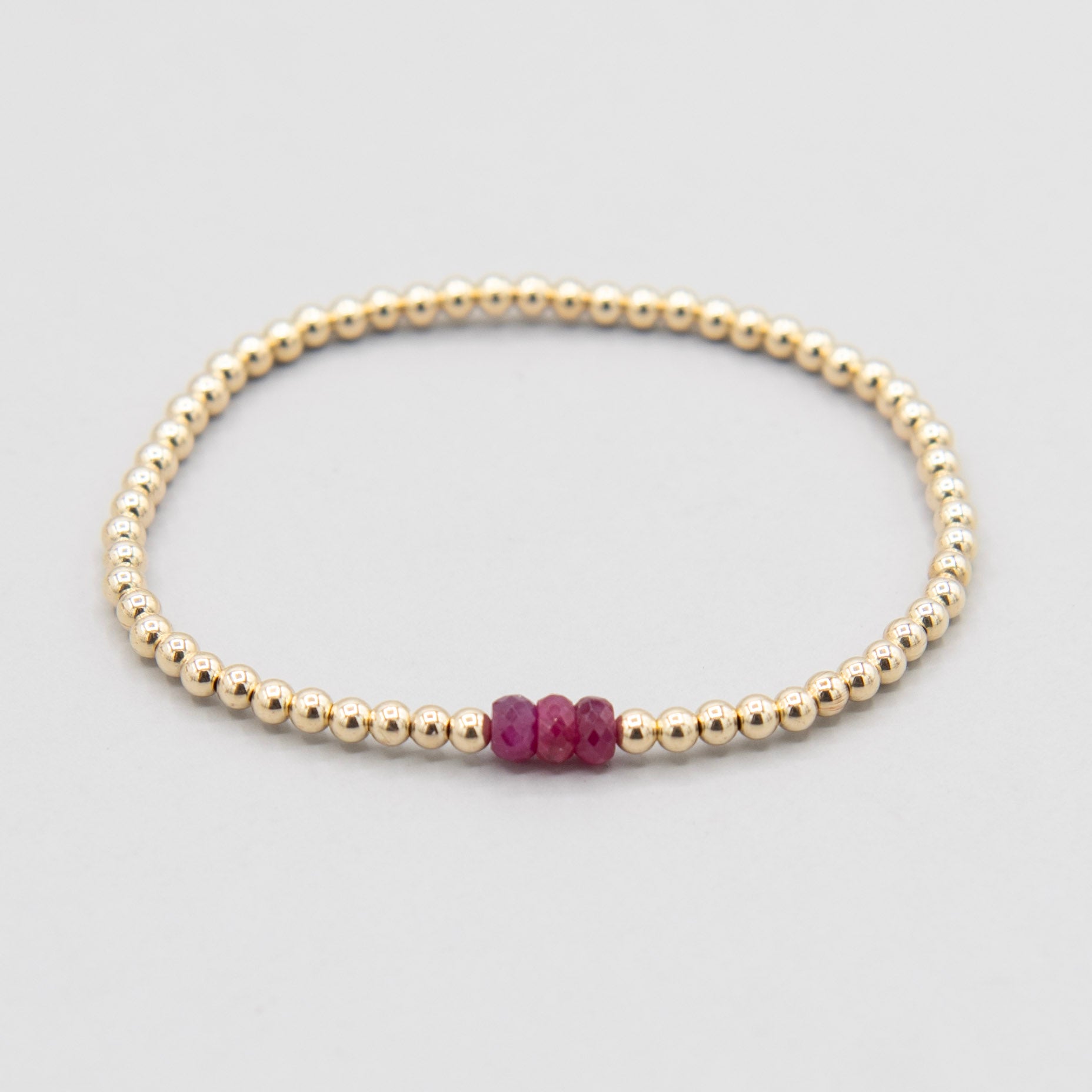 July Ruby Beaded Lux Bracelet