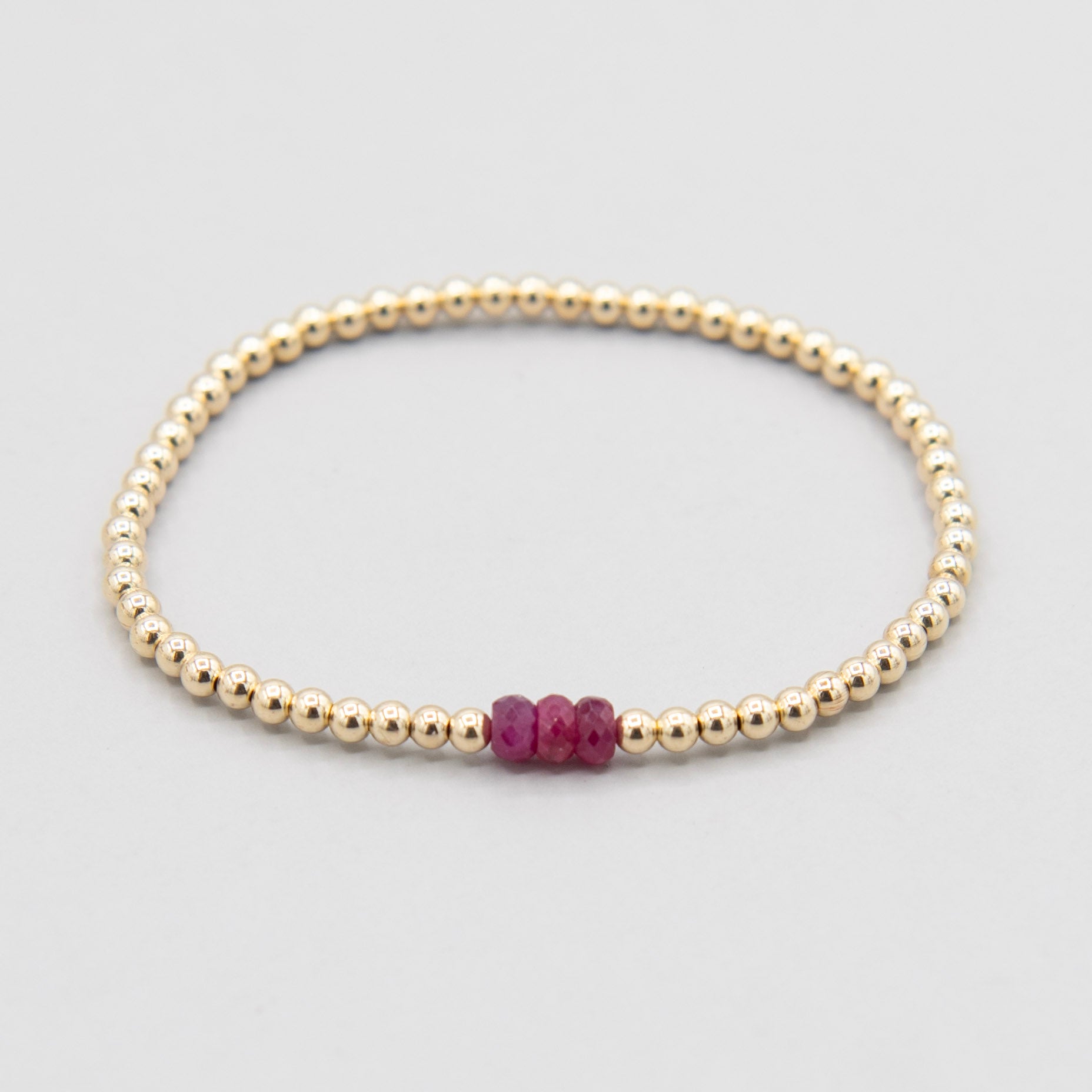 3mm Birthstone & 4mm Beaded Lux Bracelet Set