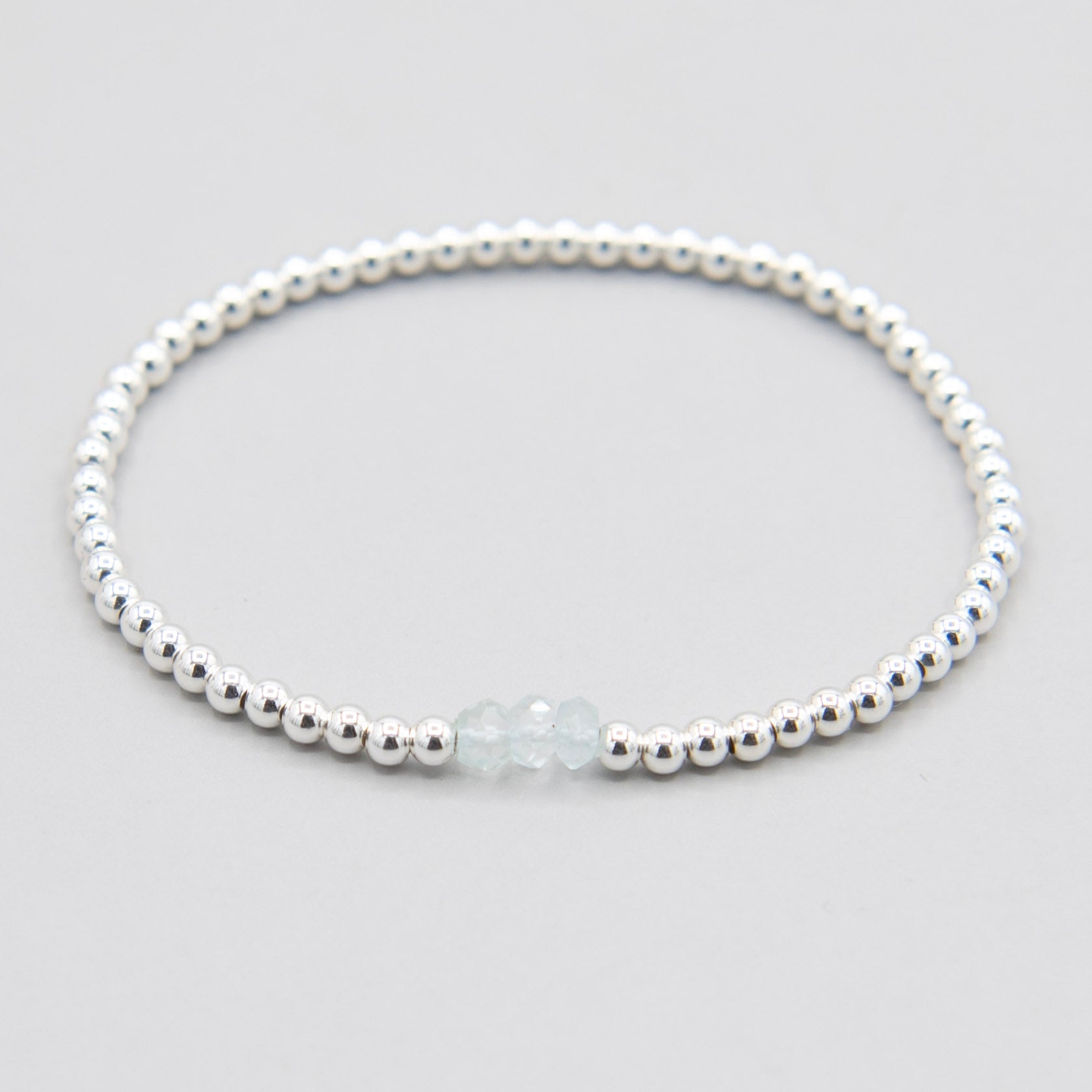 March Aquamarine  Beaded Lux Bracelet