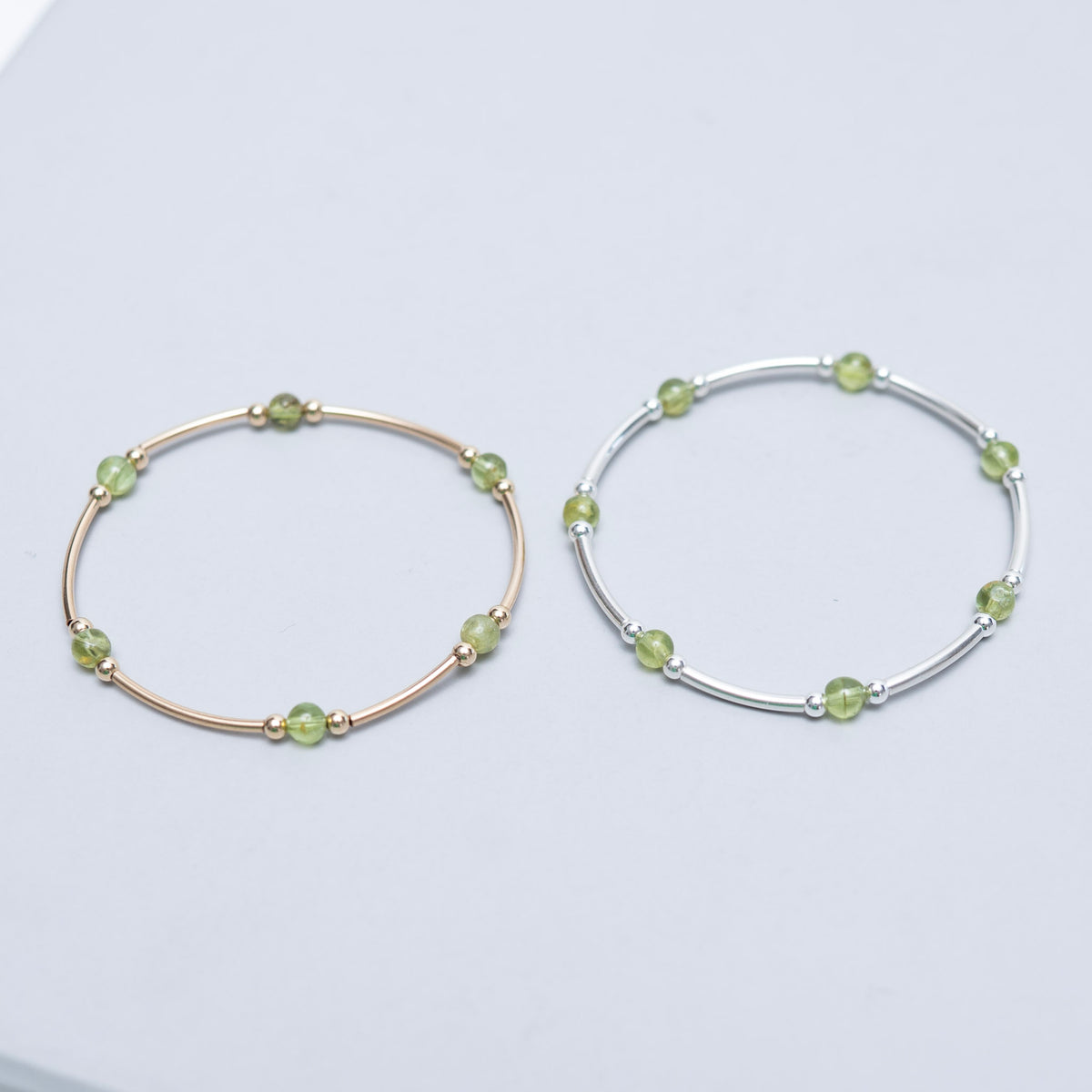 Birthstone August Peridot Beaded Lux Tube Bracelet - Jewel Ya