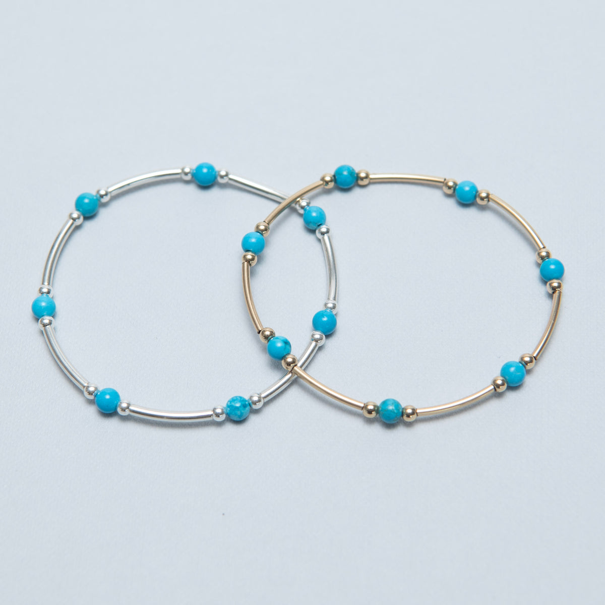 Birthstone December Turquoise Beaded Lux Tube Bracelet