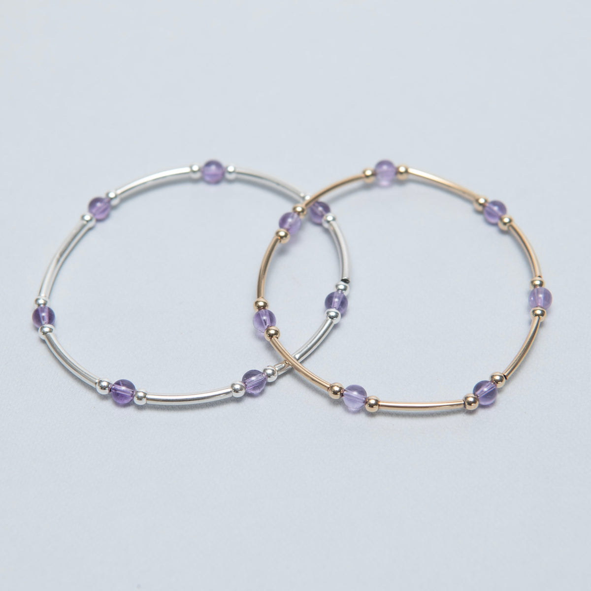 Birthstone February Amethyst Beaded Lux Tube Bracelet