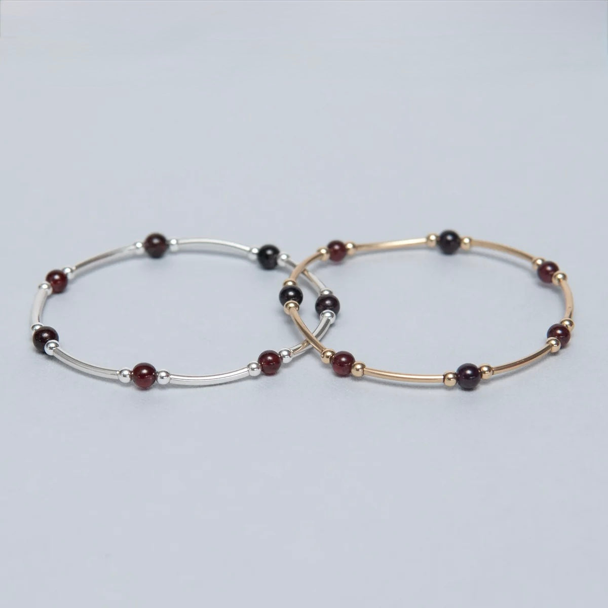 Birthstone January Garnet Beaded Lux Tube Bracelet