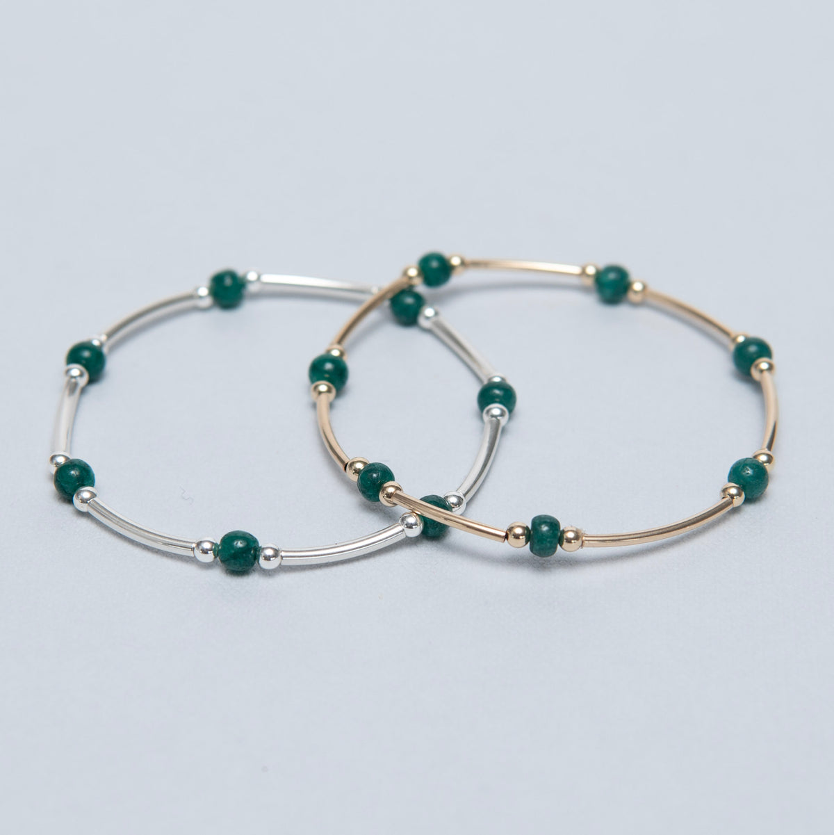 Birthstone May Emerald Beaded Lux Tube Bracelet