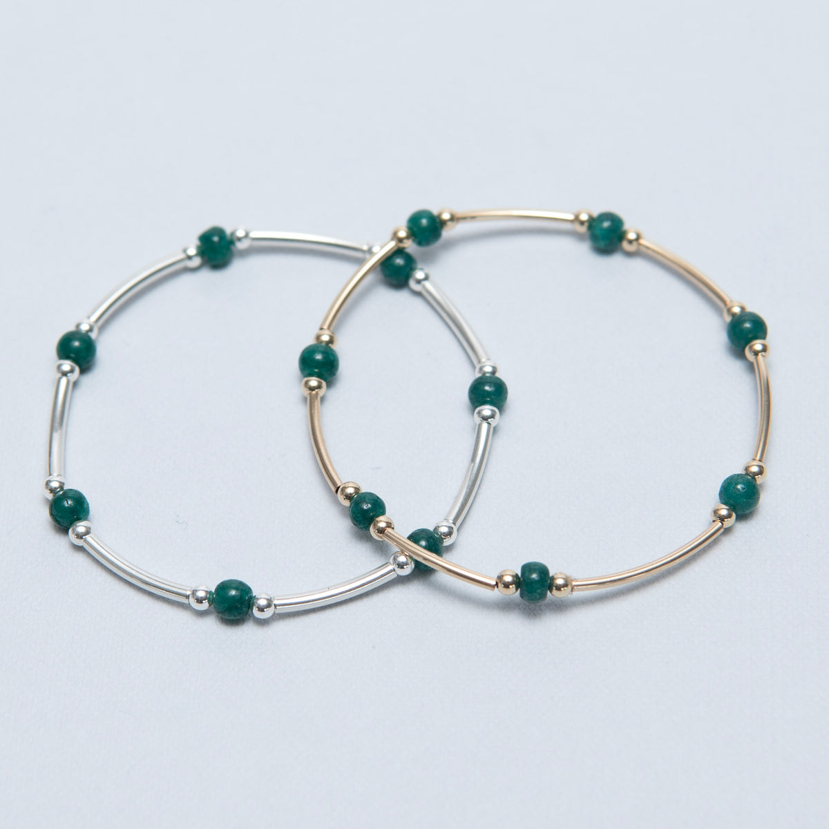 Birthstone May Emerald Beaded Lux Tube Bracelet - Jewel Ya